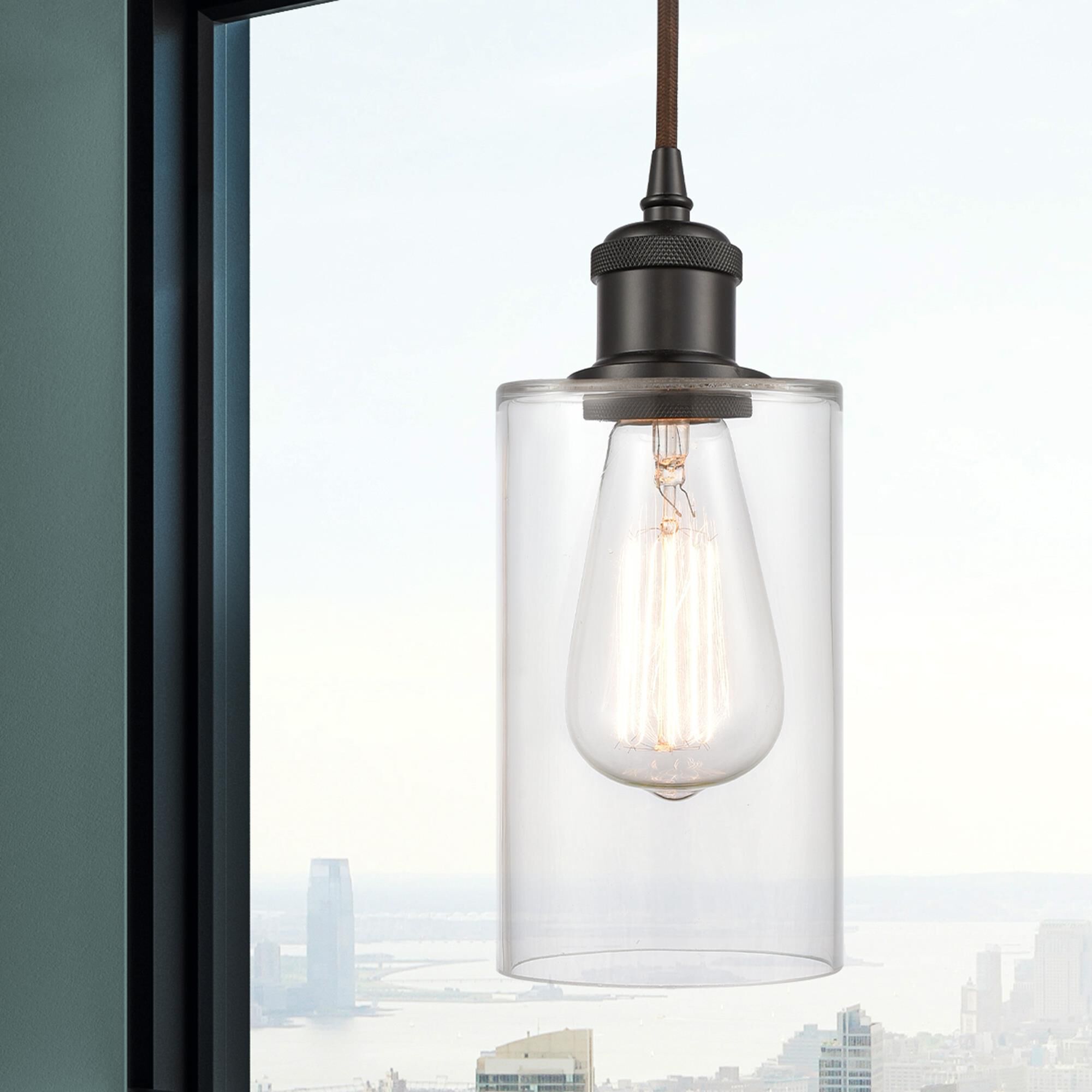 Innovations Lighting 516-1P-OB-G802 Ballston Clymer 1 Light 4 inch Oil Rubbed Bronze Mini Pendant Ceiling Light in Clear Glass, Ballston