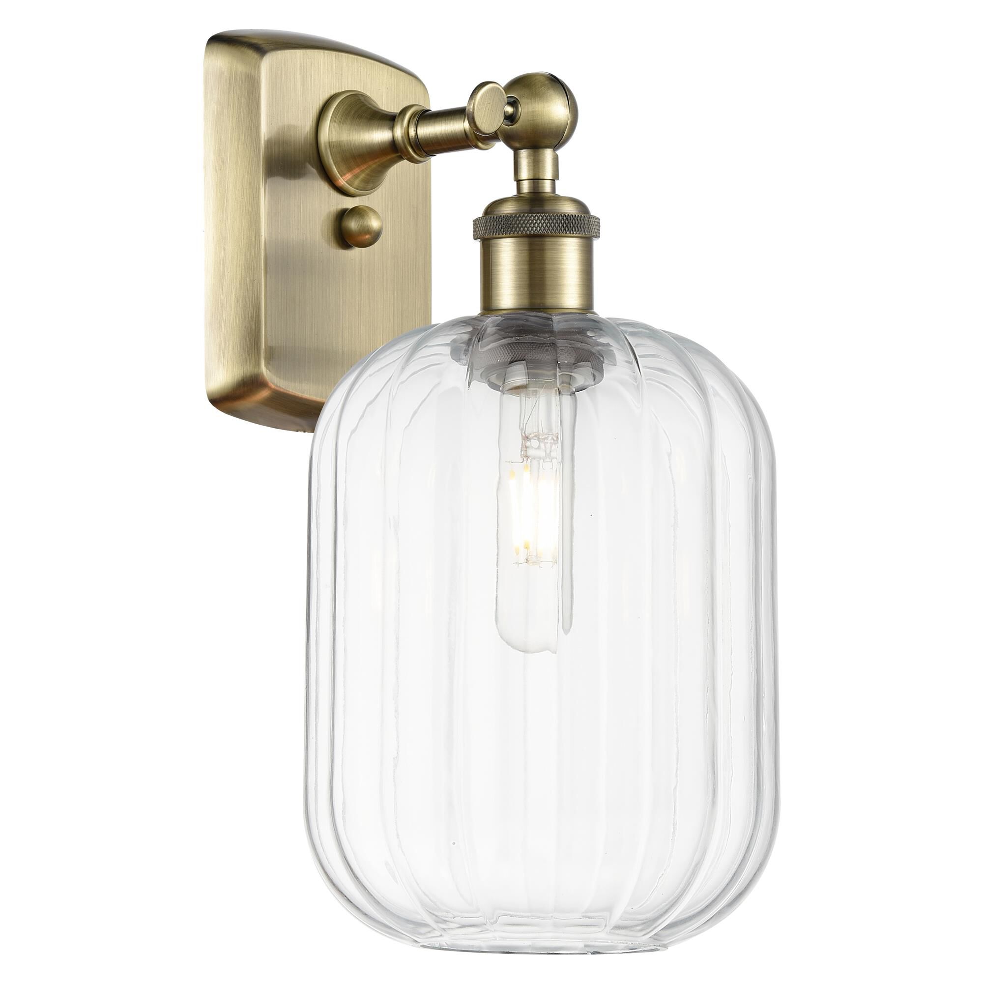 Innovations Lighting 516-1W-AB-G460-7CL Ballston Preston Armed Sconce Wall Light in Antique Brass, Clear