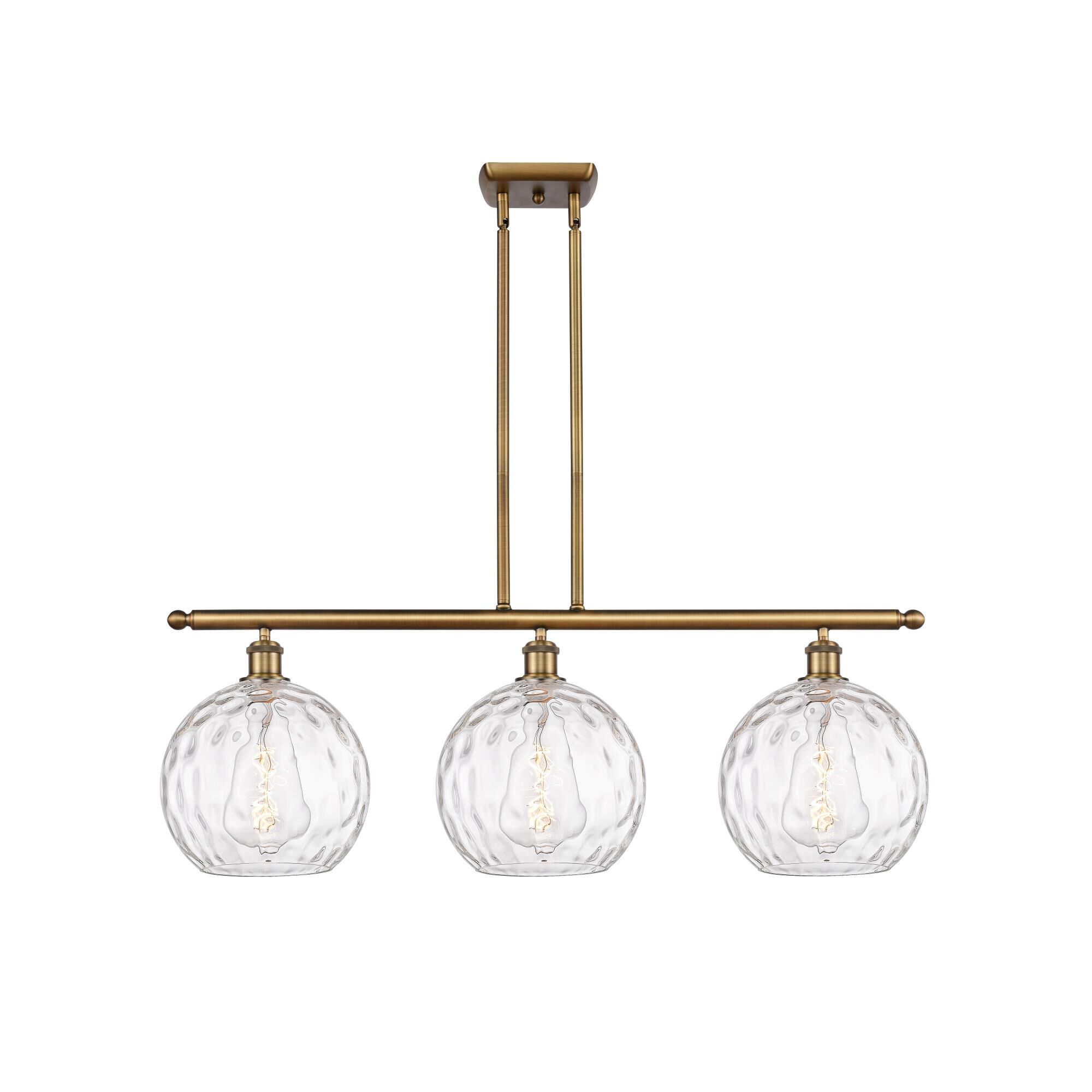 Innovations Lighting Bruno Marashlian Athens Water Glass 36 Inch 3 Light Linear Suspension Light Athens Water Glass - 516-3I-BB-G1215-10 - Modern Contemporary