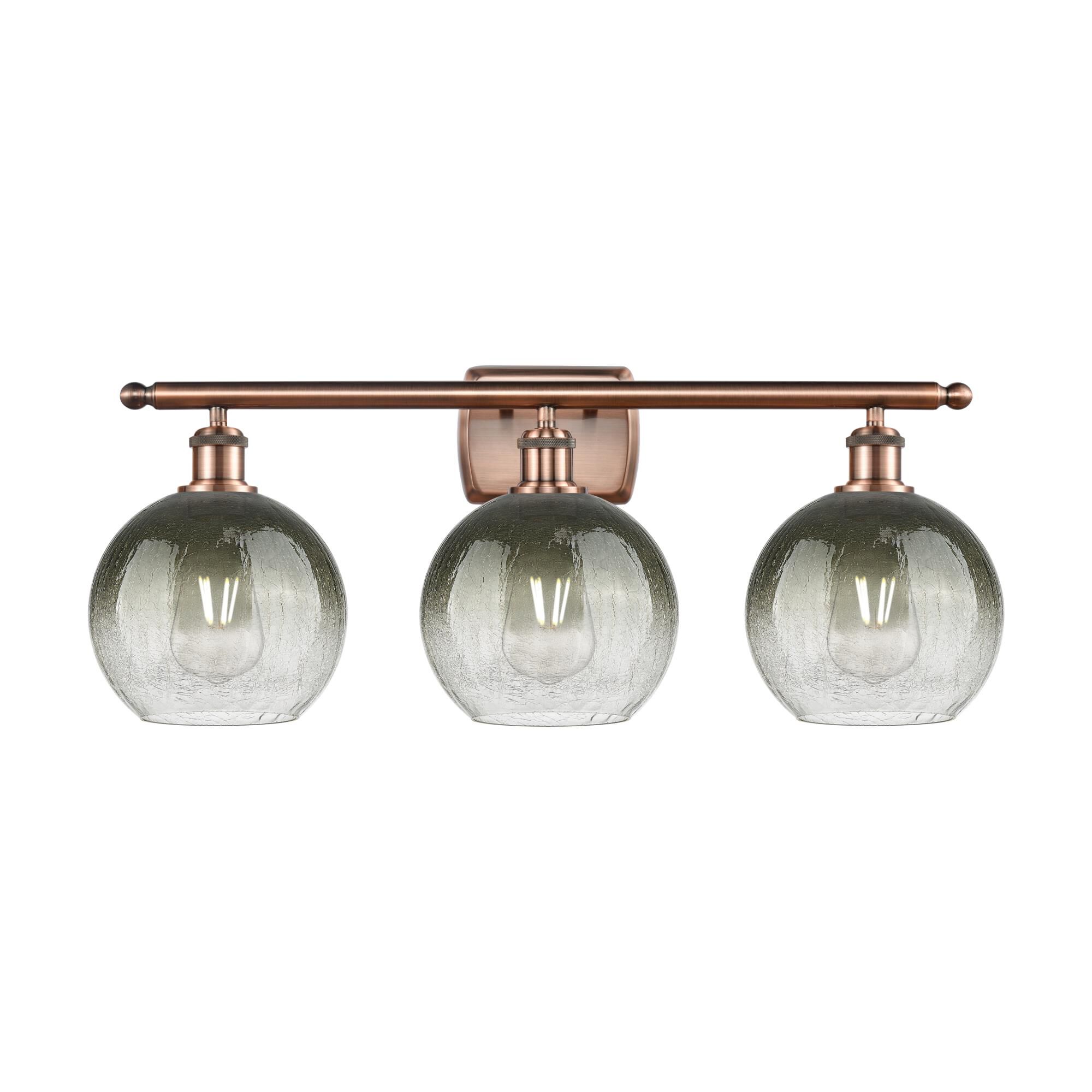 Innovations Lighting 516-3W-AC-G483-8SL Ballston Brookhaven Globe 3 Light 28 inch Antique Copper Bath Vanity Light Wall Light in Slate Glass