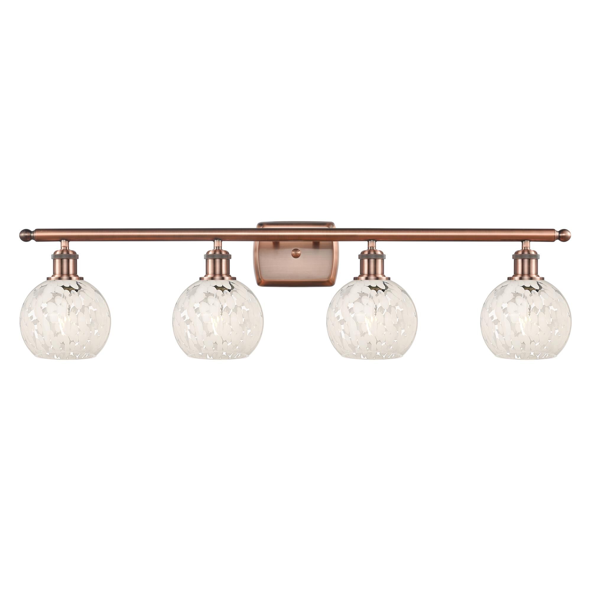 Innovations Lighting White Mouchette 36 Inch 4 Light Bath Vanity Light White Mouchette - 516-4W-AC-G1216-6WM - Modern Contemporary