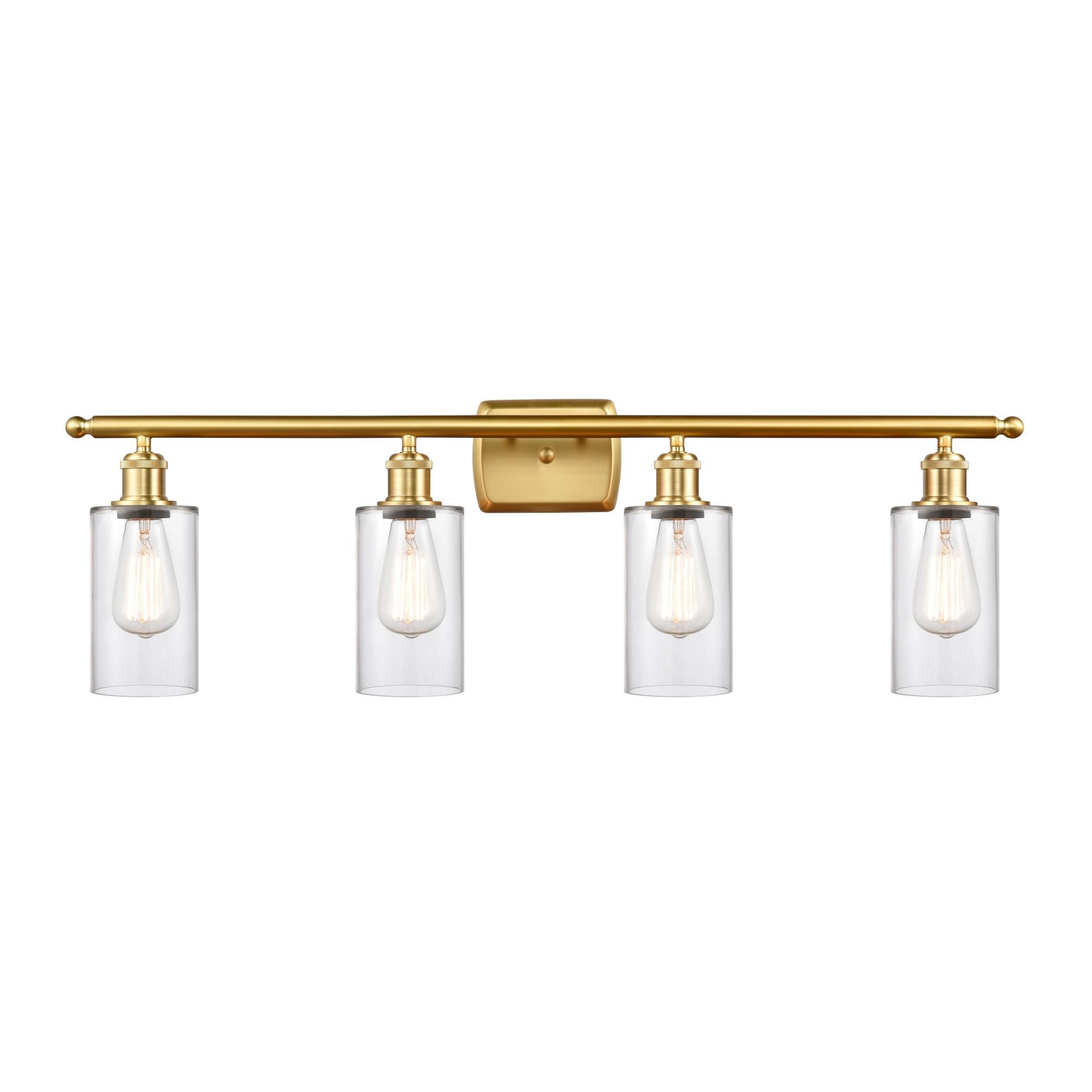 Innovations Lighting 516-4W-PN-G801 Ballston Clymer 4 Light 36 inch Polished Nickel Bath Vanity Light Wall Light in Matte White Glass, Ballston