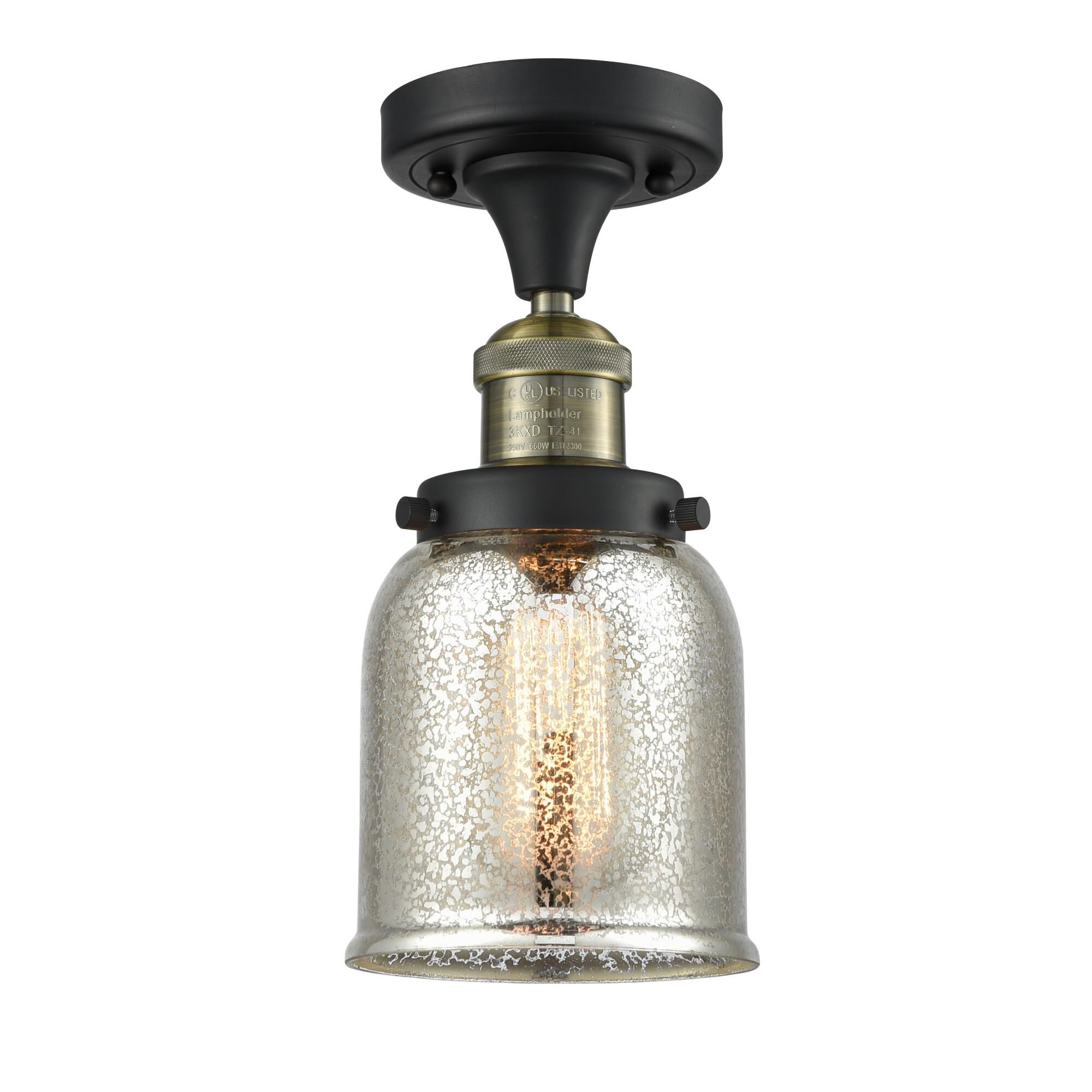 Innovations Lighting Bruno Marashlian Small Bell 5 Inch 1 Light Semi Flush Mount Small Bell - 517-1CH-BAB-G58 - Restoration-Vintage