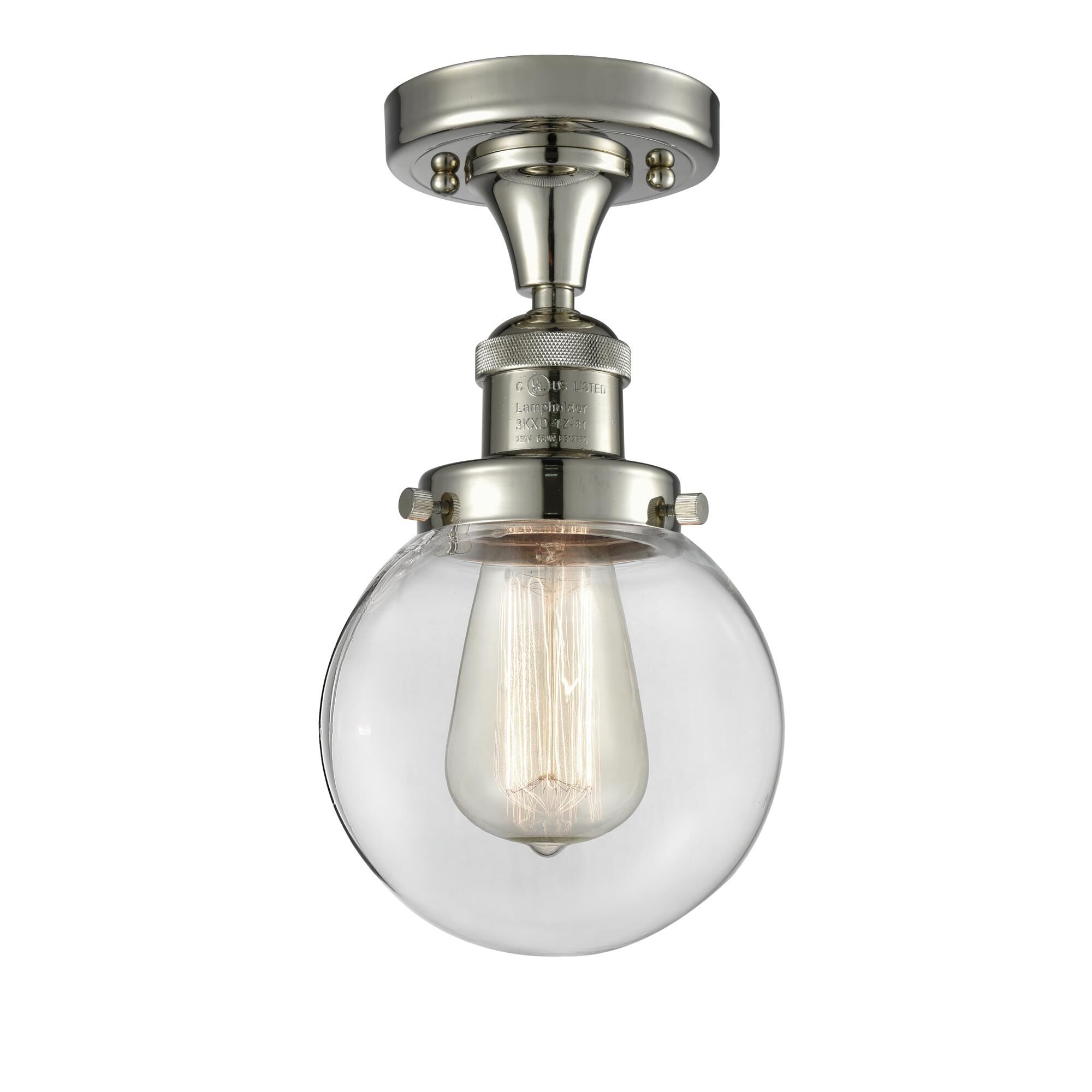Innovations Lighting 517-1CH-PN-G202-6 Franklin Restoration Beacon 1 Light 6 inch Polished Nickel Semi-Flush Mount Ceiling Light in Clear Glass, Frank
