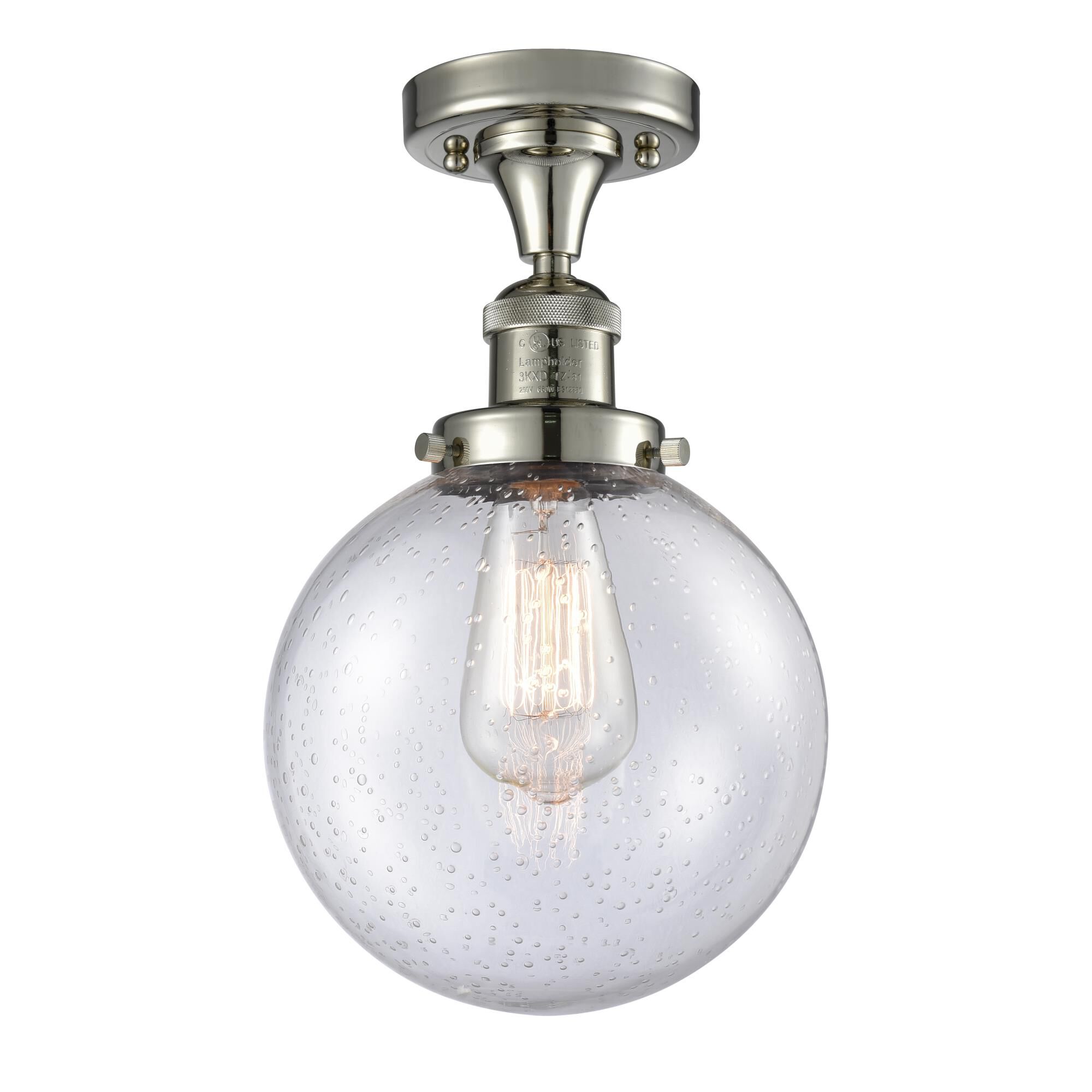 Innovations Lighting 517-1CH-PN-G204-8 Franklin Restoration Large Beacon 1 Light 8 inch Polished Nickel Semi-Flush Mount Ceiling Light in Seedy Glass,