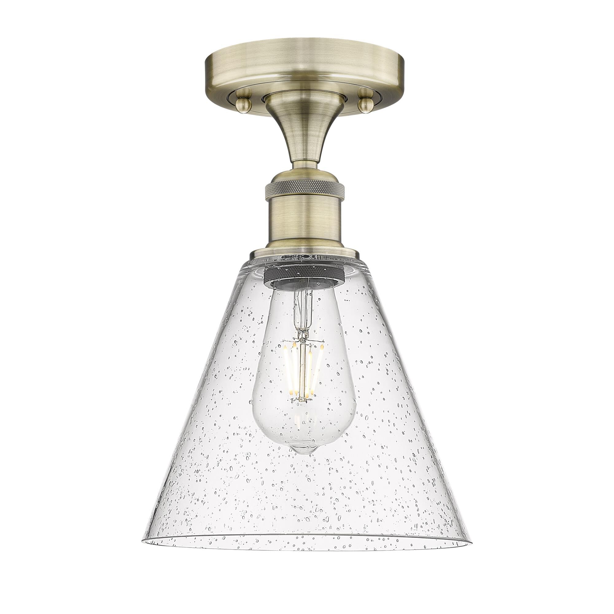 Innovations Lighting 616-1F-AB-GBC-84 Berkshire 1 Light 8 inch Antique Brass Semi-Flush Mount Ceiling Light in Seedy Glass