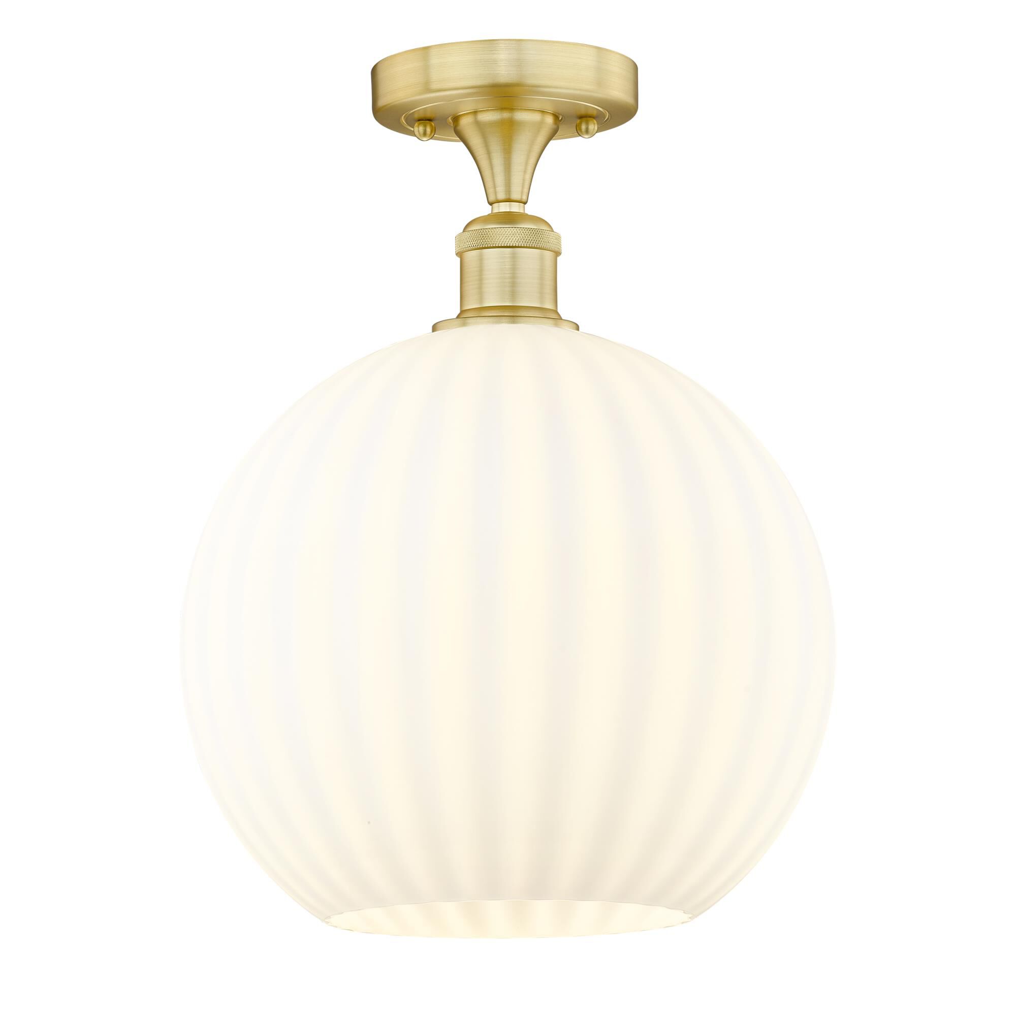 Innovations Lighting 616-1F-SG-G1217-12WV Edison White Venetian 1 Light 12 inch Satin Gold Semi-Flush Mount Ceiling Light