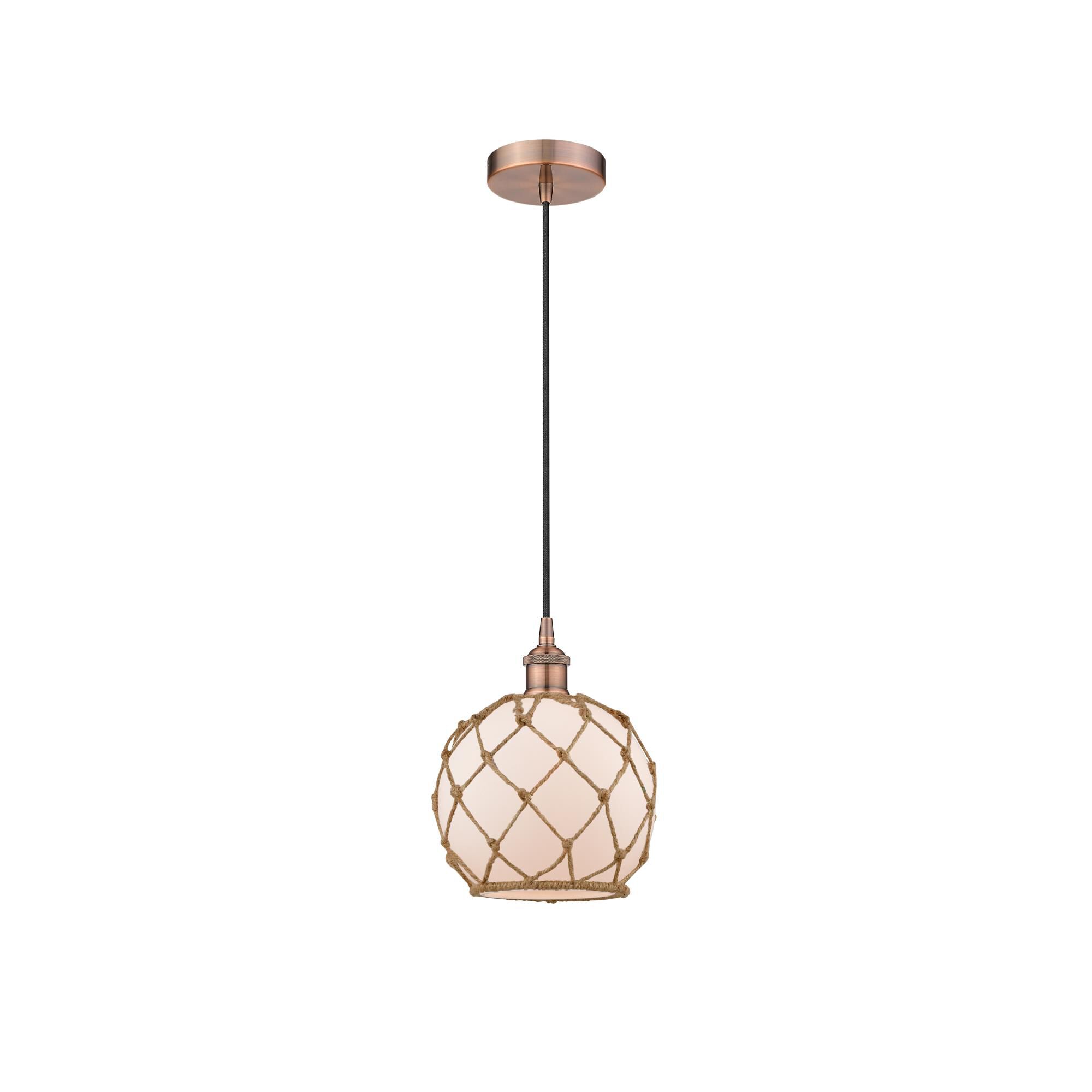 Innovations Lighting Bruno Marashlian Farmhouse Rope 8 Inch Mini Pendant Farmhouse Rope - 616-1P-AC-G121-8RB-LED - Farmhouse