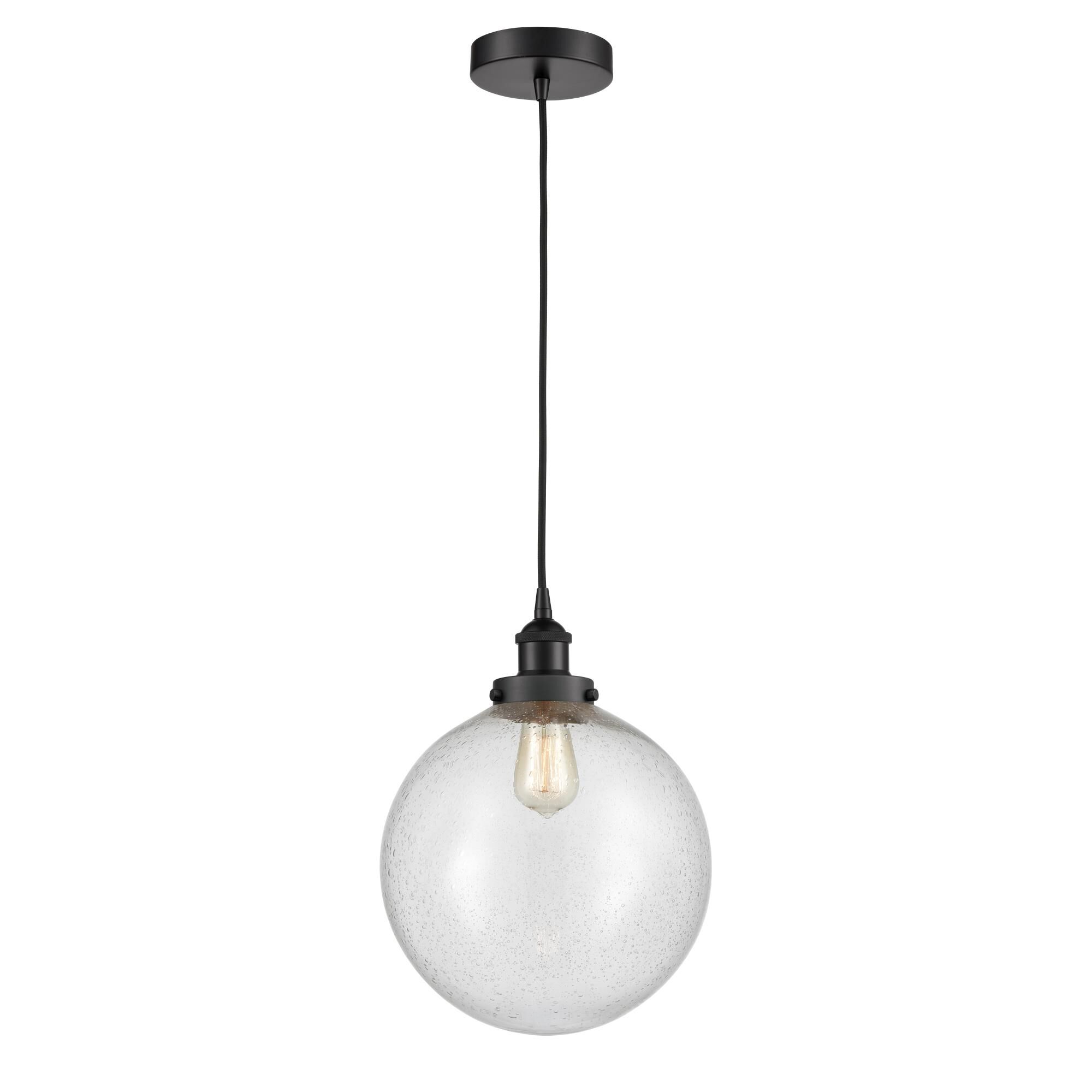 Innovations Lighting 616-1PH-BK-G204-12 Edison Beacon 1 Light 12 inch Matte Black Mini Pendant Ceiling Light
