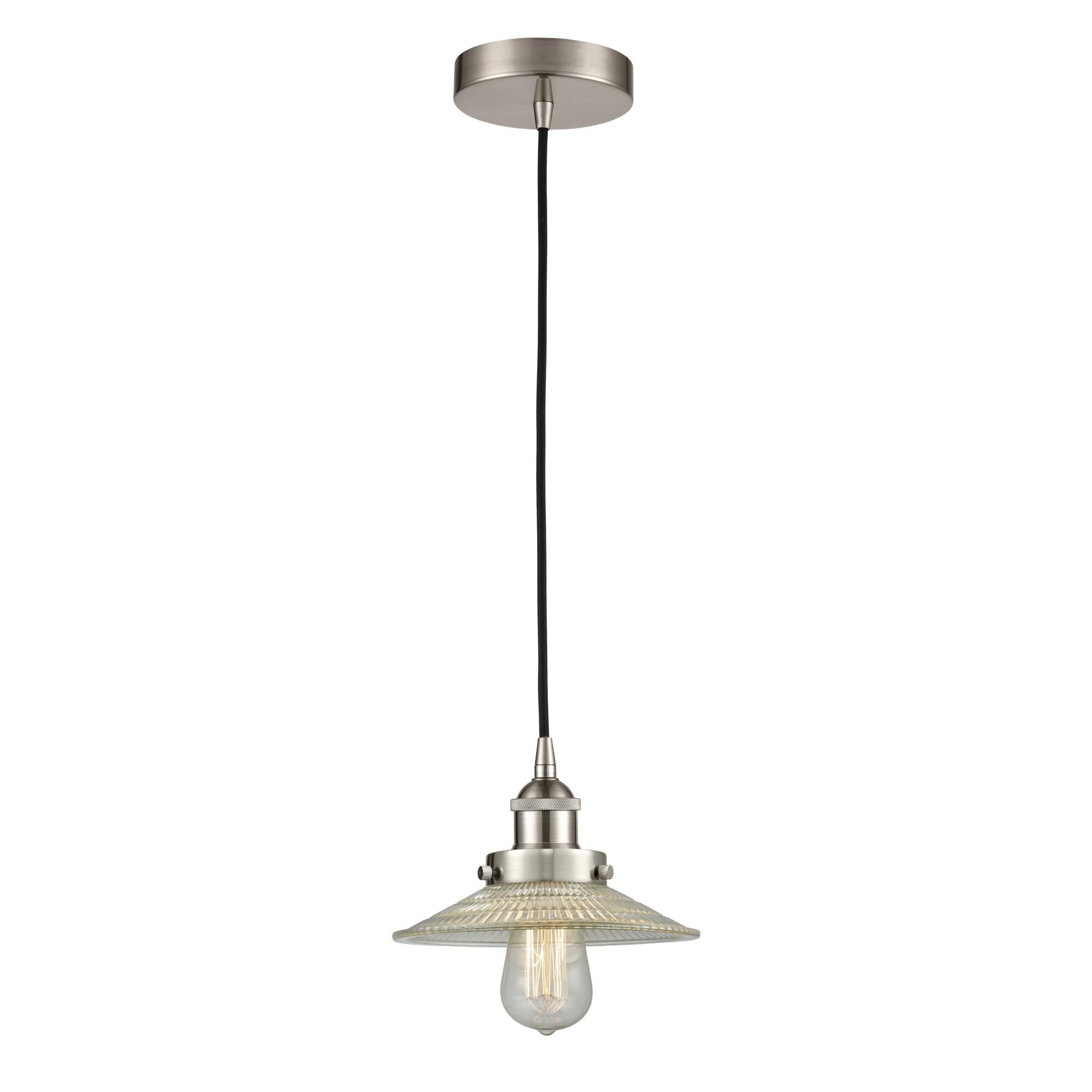 Innovations Lighting 616-1PH-SN-G2 Edison Halophane 1 Light 9 inch Brushed Satin Nickel Mini Pendant Ceiling Light
