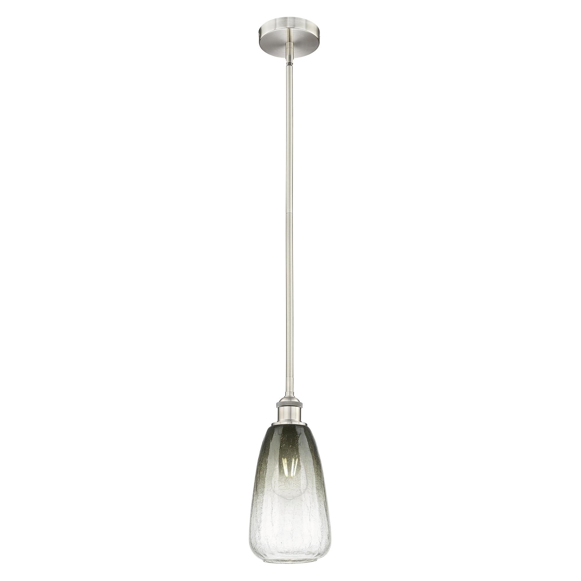 Innovations Lighting 616-1S-SN-G480-6SL Edison Brookhaven Almond 1 Light 6 inch Brushed Satin Nickel Mini Pendant Ceiling Light in Slate Glass