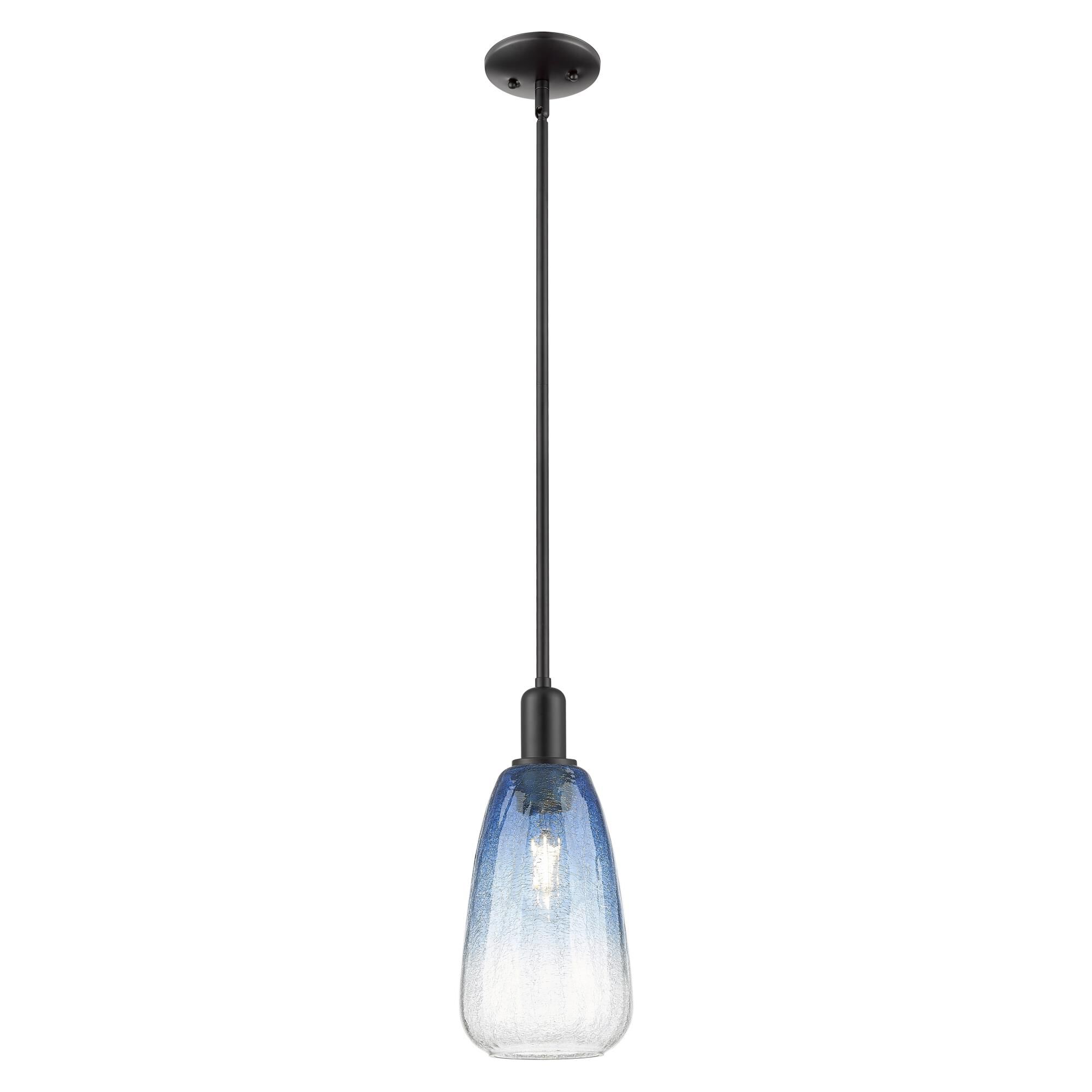 Innovations Lighting 716-1S-BK-G480-6SB Downtown Urban Brookhaven Almond 1 Light 6 inch Matte Black Mini Pendant Ceiling Light in Sapphire Blue Glass