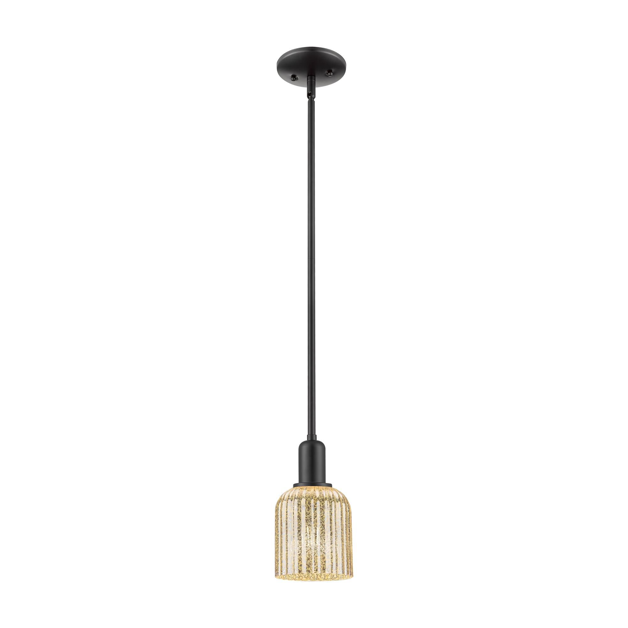 Innovations Lighting 716-1S-BK-G559-5ME Bridal Veil 1 Light 5 inch Matte Black Mini Pendant Ceiling Light in Mercury Glass