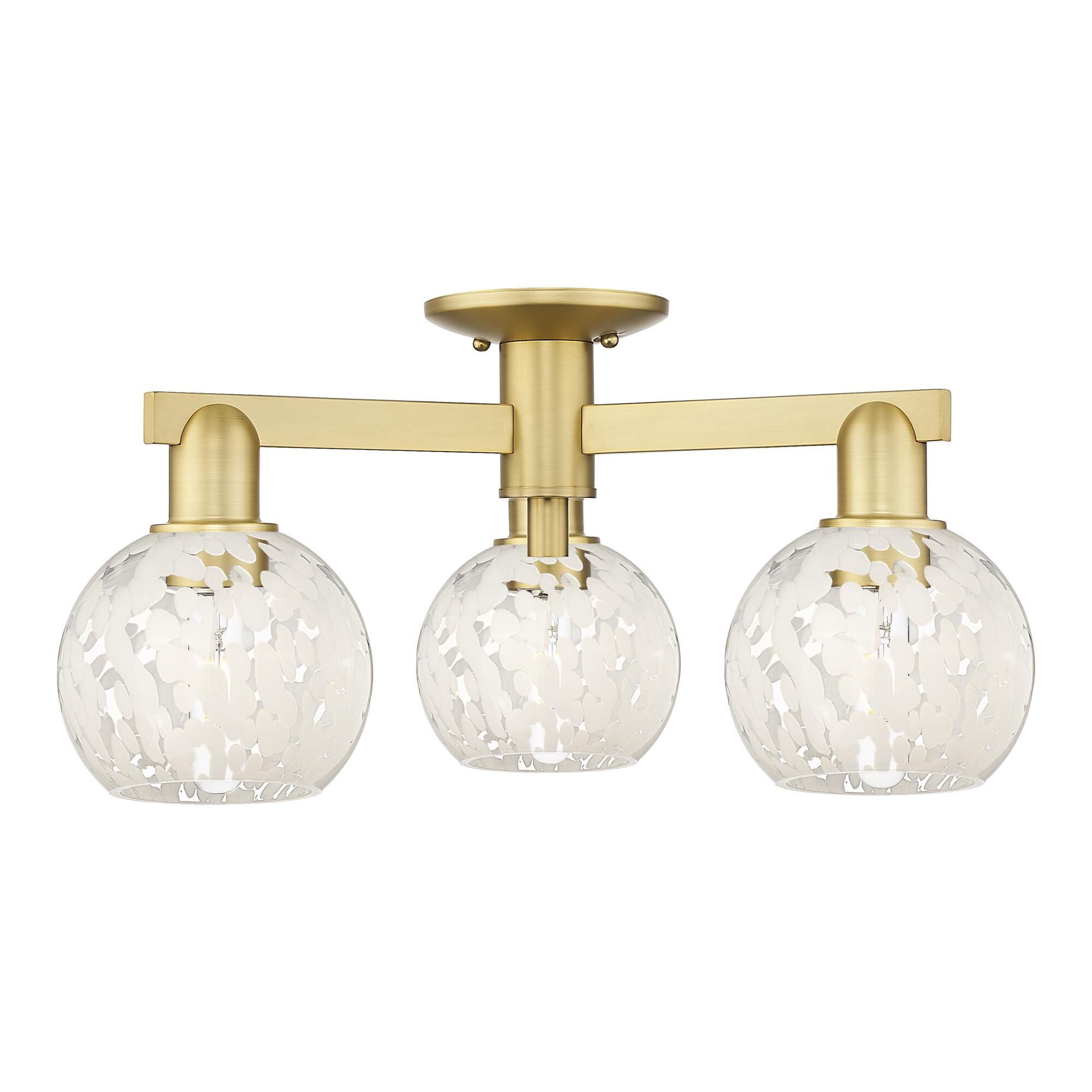 Innovations Lighting White Mouchette 23 Inch 3 Light Semi Flush Mount White Mouchette - 716-3F-SG-G1216-6WM - Modern Contemporary