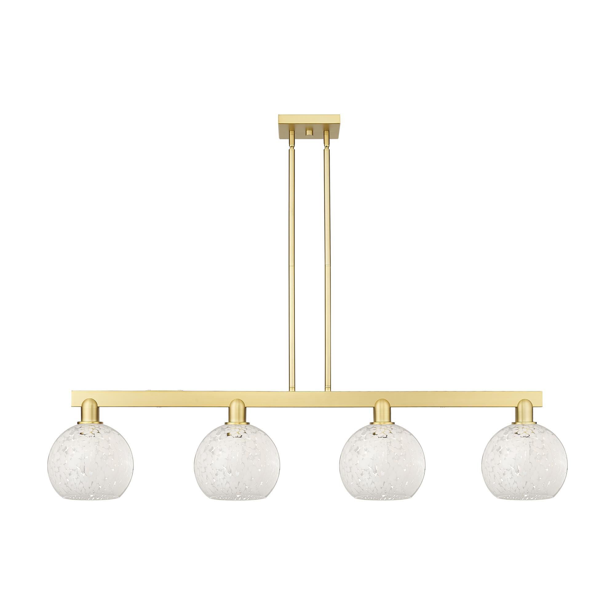 Innovations Lighting White Mouchette 51 Inch Linear Chandelier White Mouchette - 716-4I-SG-G1216-8WM - Modern Contemporary
