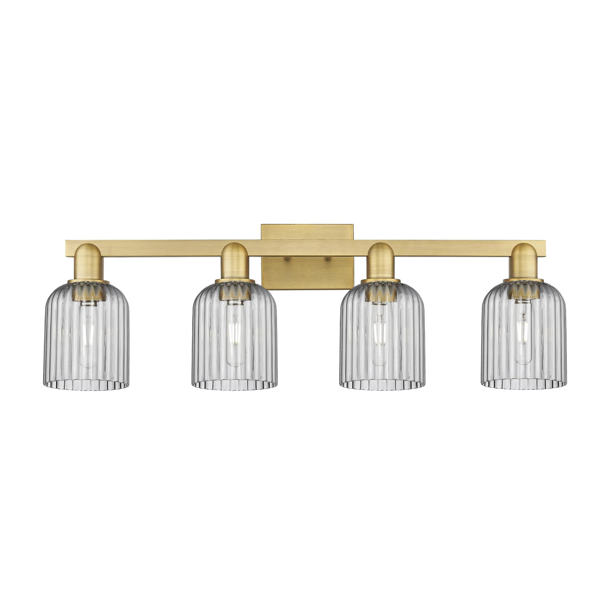 Innovations Lighting 716-4W-BB-G559-5SM Bridal Veil 4 Light 32 inch Brushed Brass Bath Vanity Light Wall Light in Light Smoke Glass