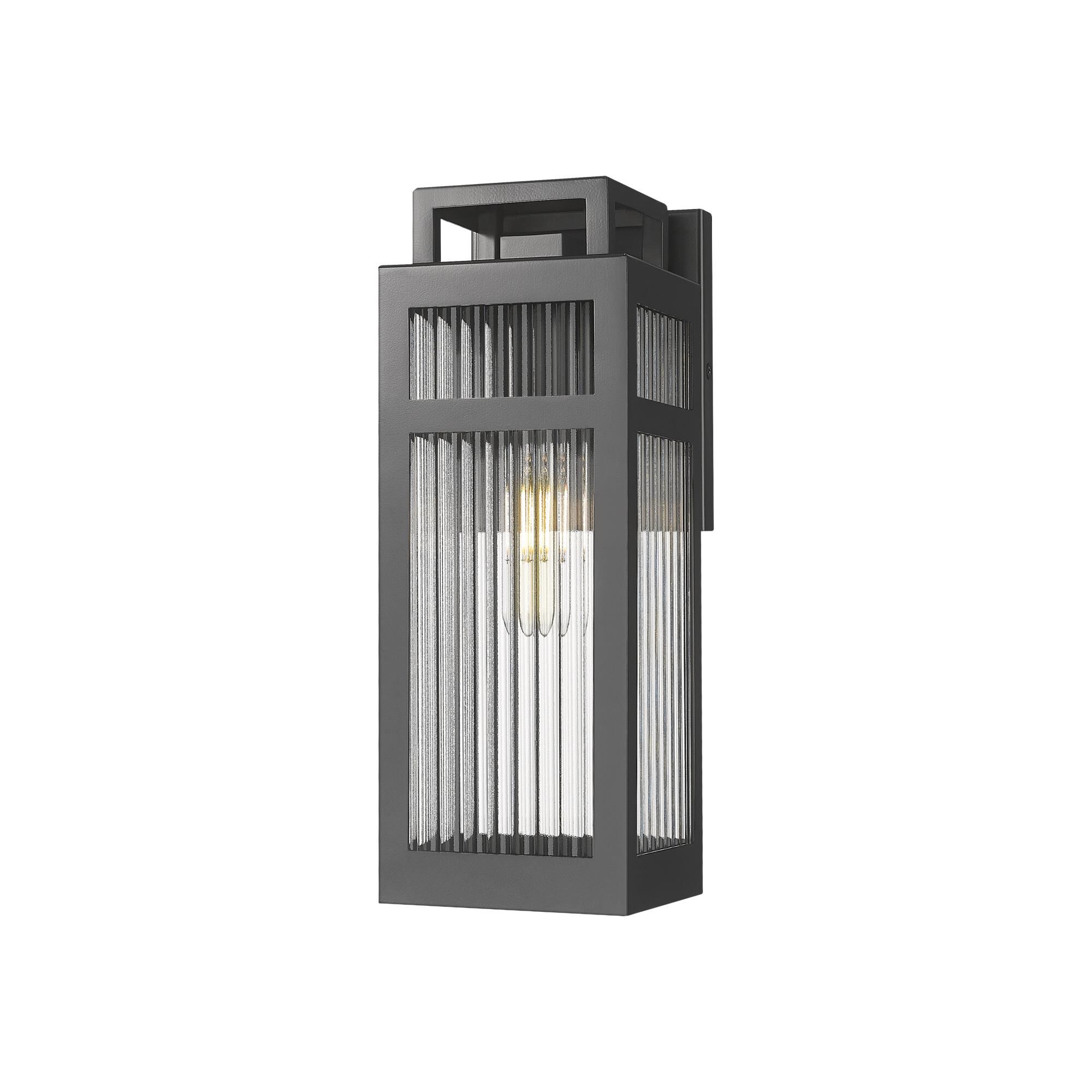 Innovations Lighting 9953-1W-BK-13-SCL Ridgeway 1 Light 12.5 inch Matte Black Outdoor Sconce in Striped Clear Glass