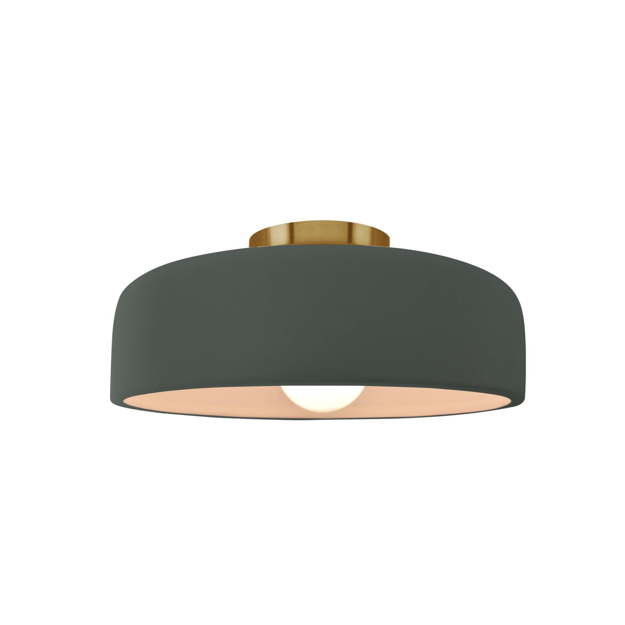 Justice Design Group Spire 10 Inch Semi Flush Mount Spire - CER-6340-PWGN-BRSS - Transitional