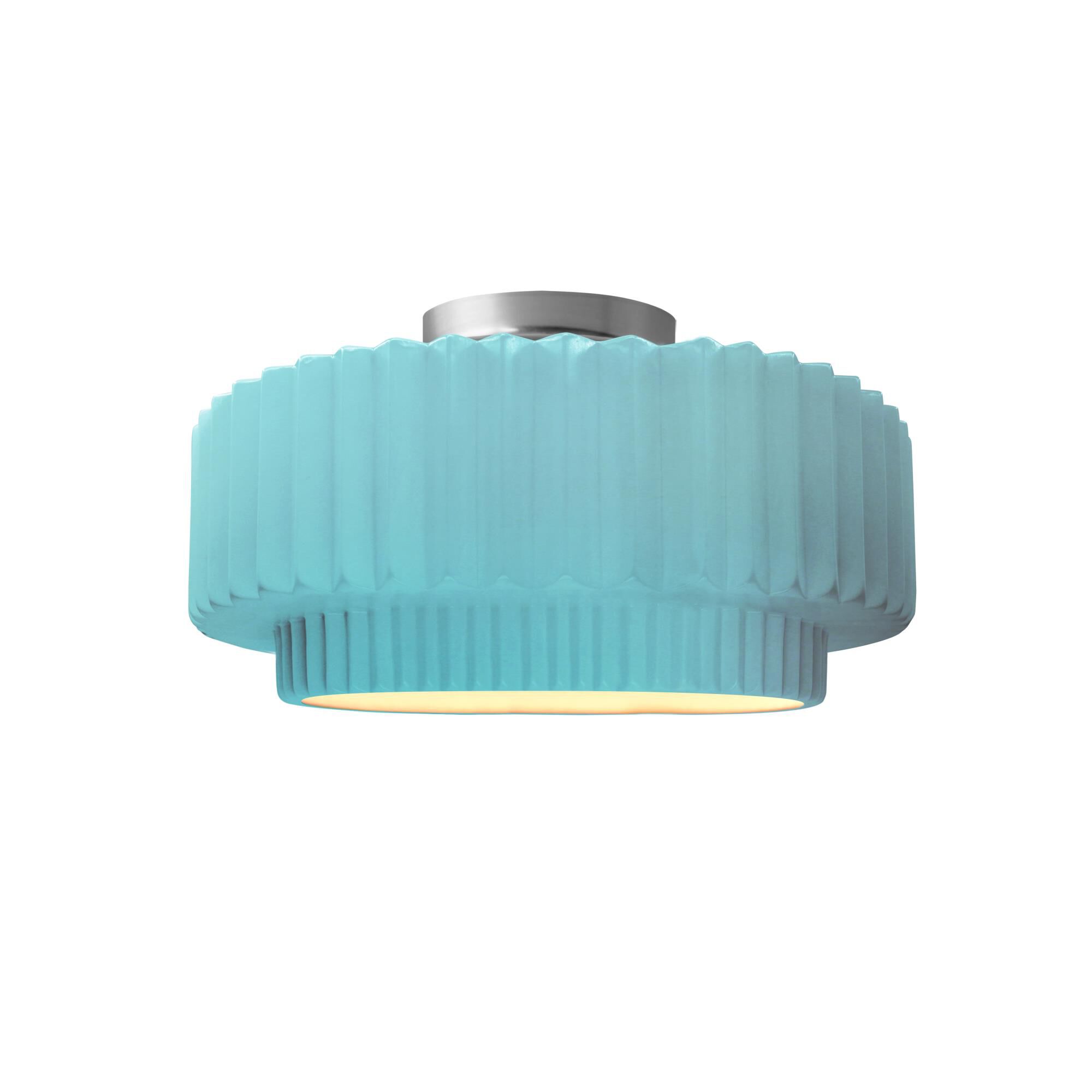 Justice Design Group Pleated Tier 12 Inch Semi Flush Mount Pleated Tier - CER-6370-RFPL-NCKL - Transitional