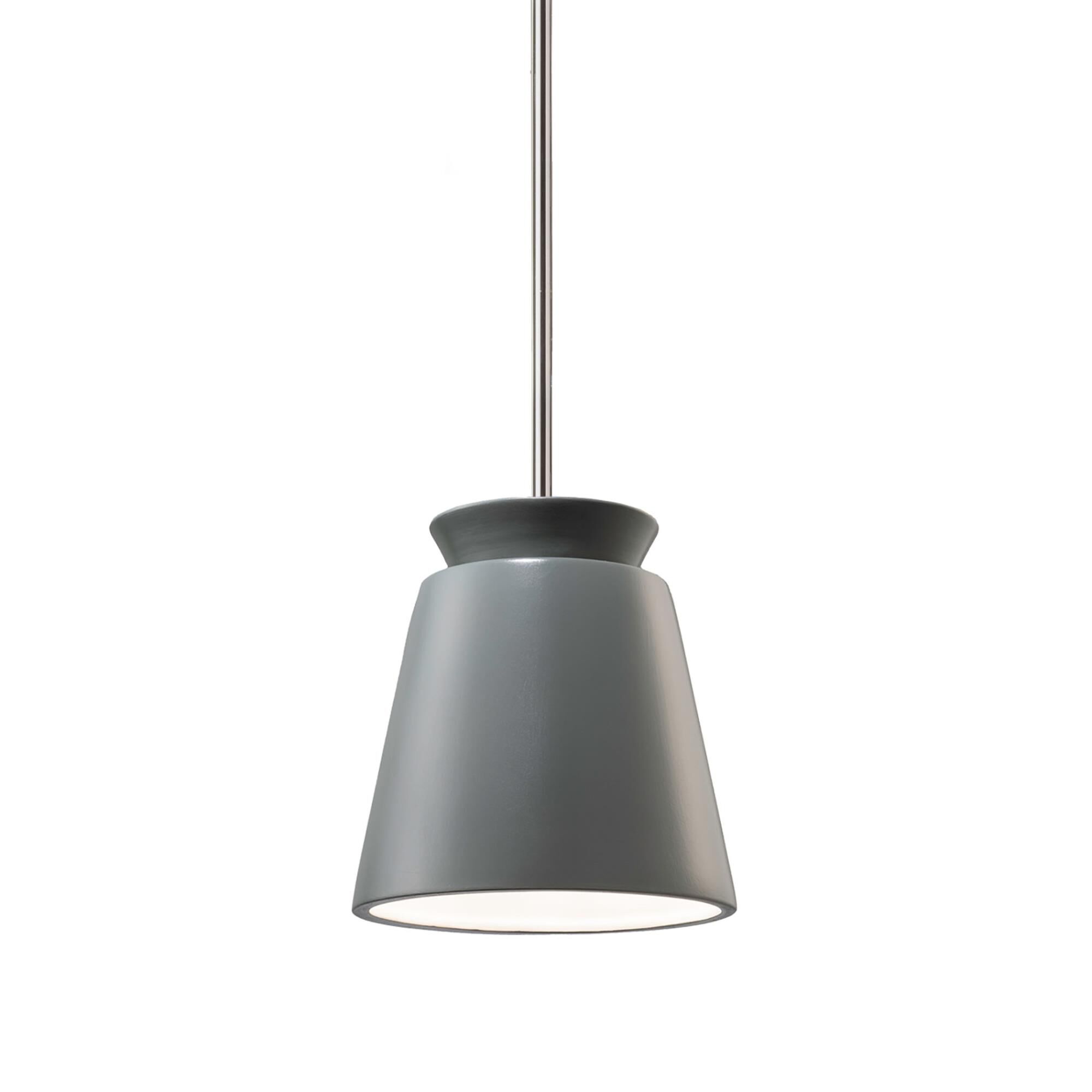 Justice Design Group Tall Trapezoid 8 Inch Mini Pendant Tall Trapezoid - CER-6425-PWGN-CROM-RIGID - Modern Contemporary