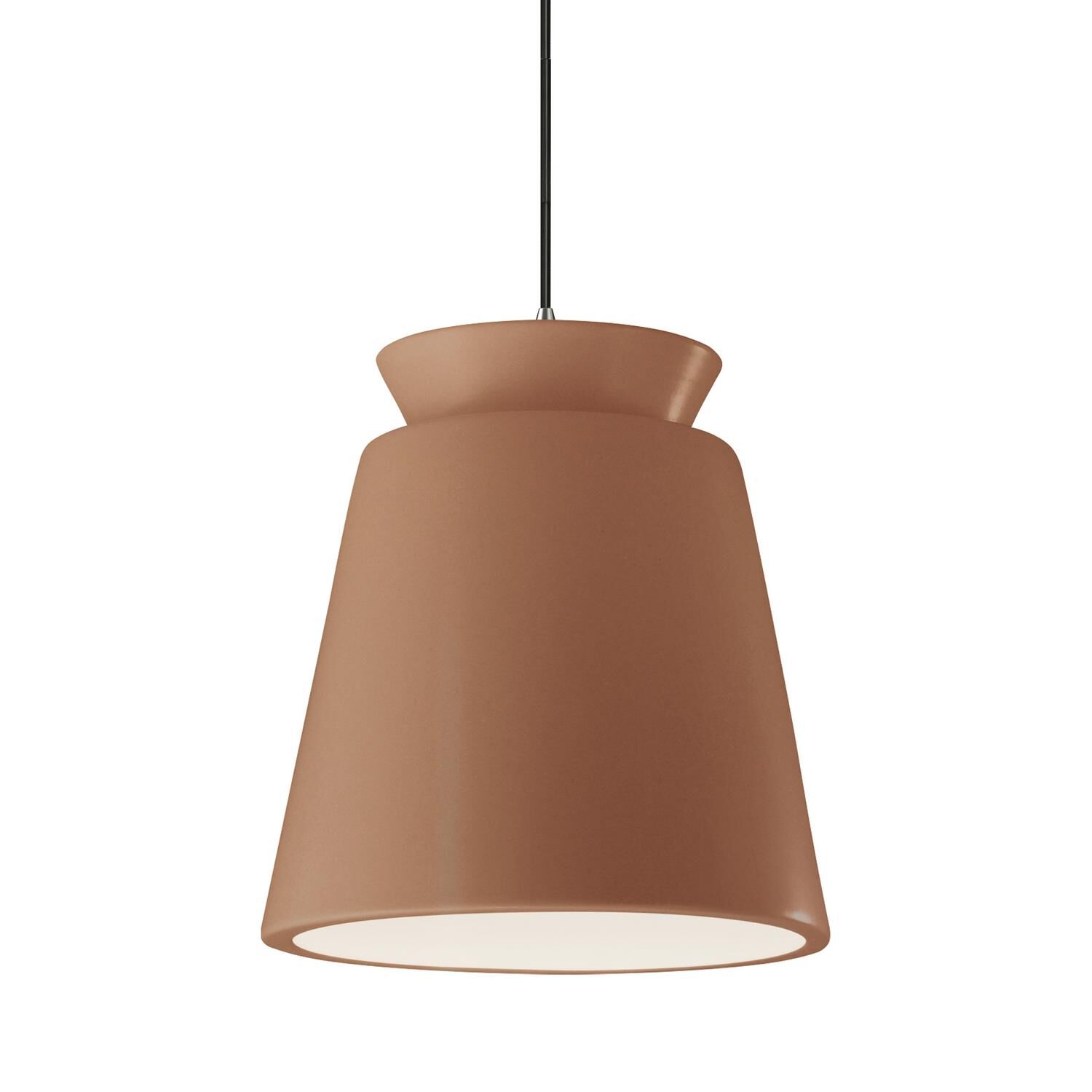 Justice Design Group Radiance Trapezoid 14 Inch Large Pendant Radiance Trapezoid - CER-6427-ADOB-CROM-BKCD - Modern Contemporary