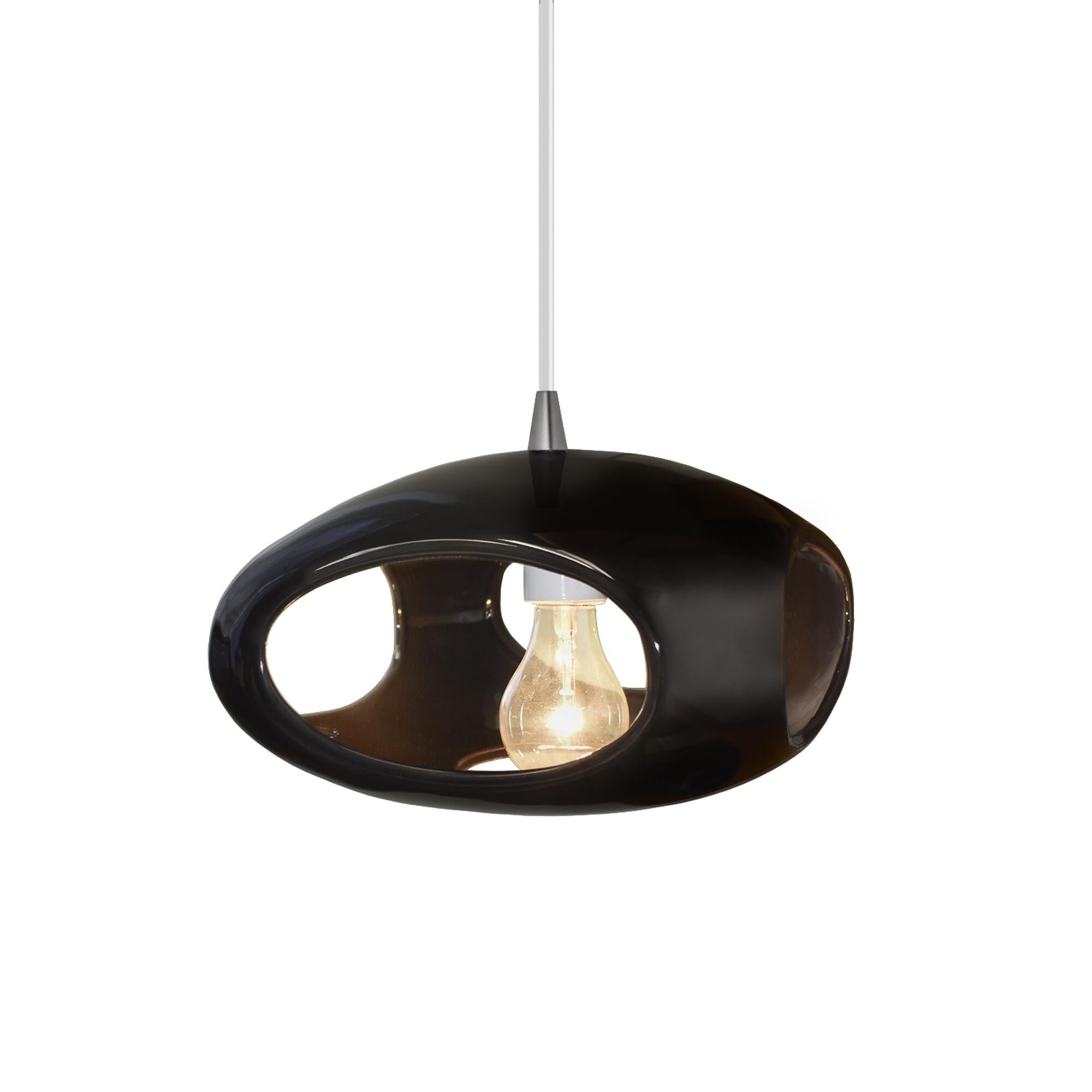 Justice Design Group Radiance 12 Inch Mini Pendant Radiance - CER-6440-BLK-NCKL-WTCD - Modern Contemporary