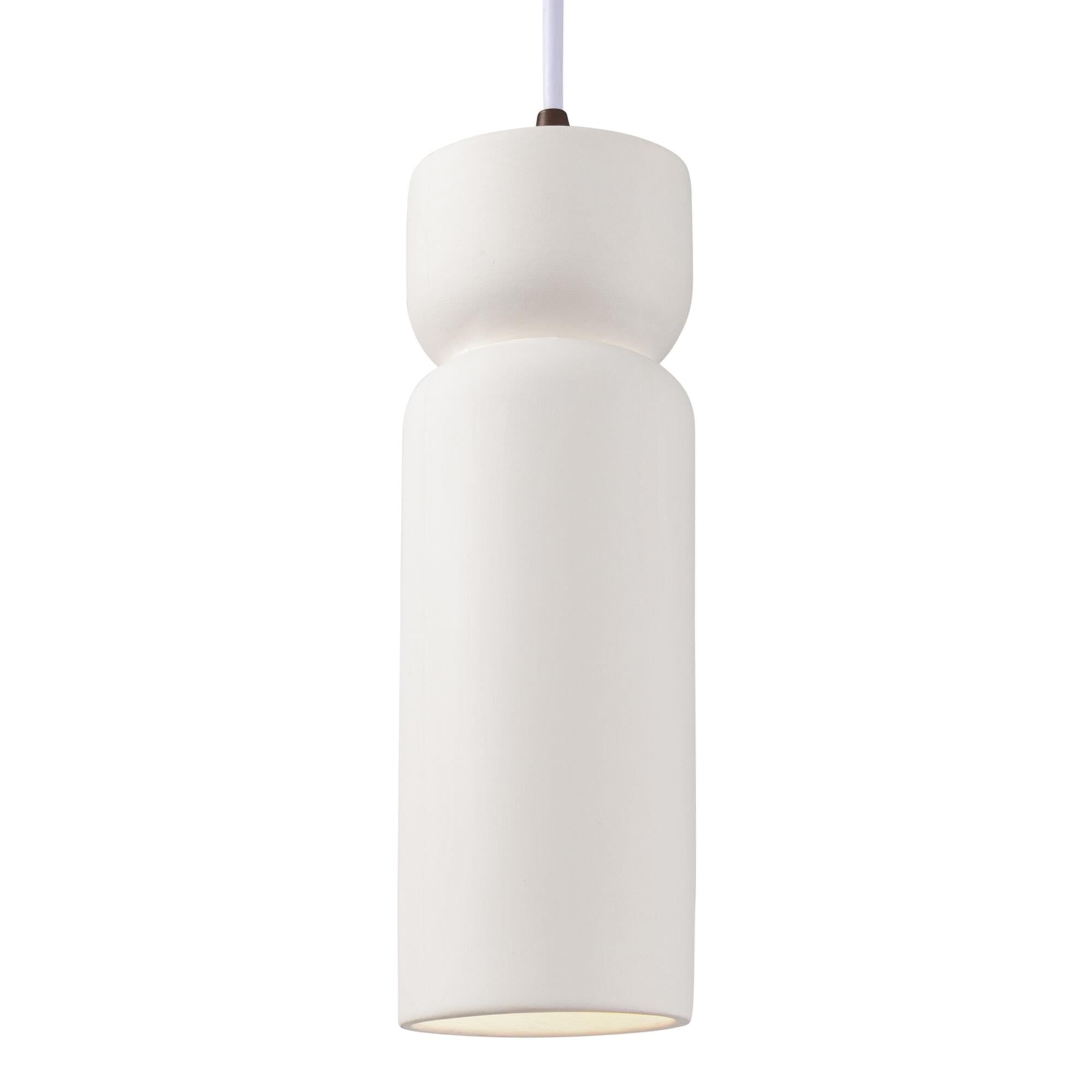 Justice Design CER-6510-BIS-DBRZ-WTCD Radiance Collection 1 Light 3.5 inch Bisque Pendant Ceiling Light in White Cord, Incandescent