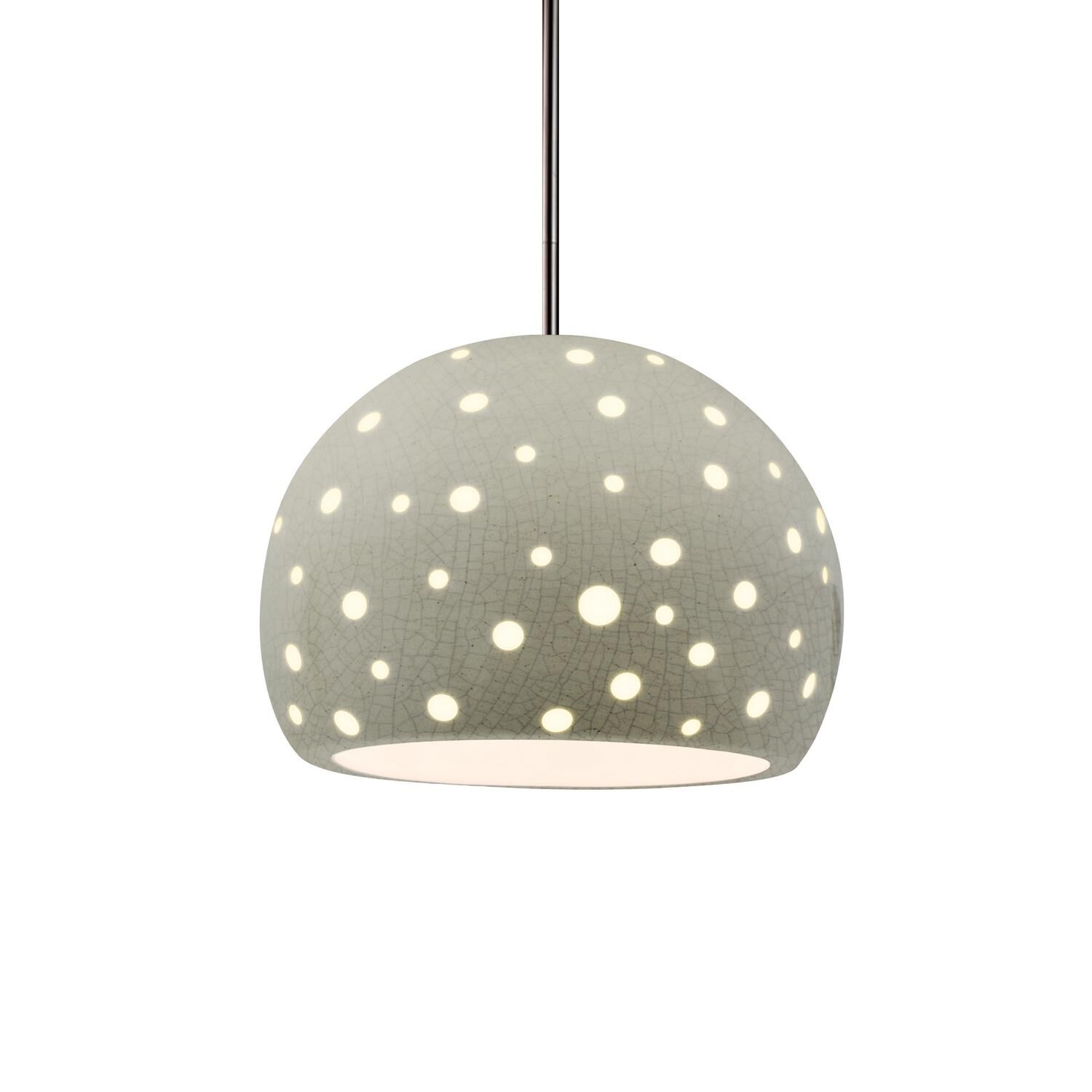 Justice Design Group Perforated Globe 12 Inch Large Pendant Perforated Globe - CER-6585-CKC-NCKL-RIGID-LED1-700 - Modern Contemporary