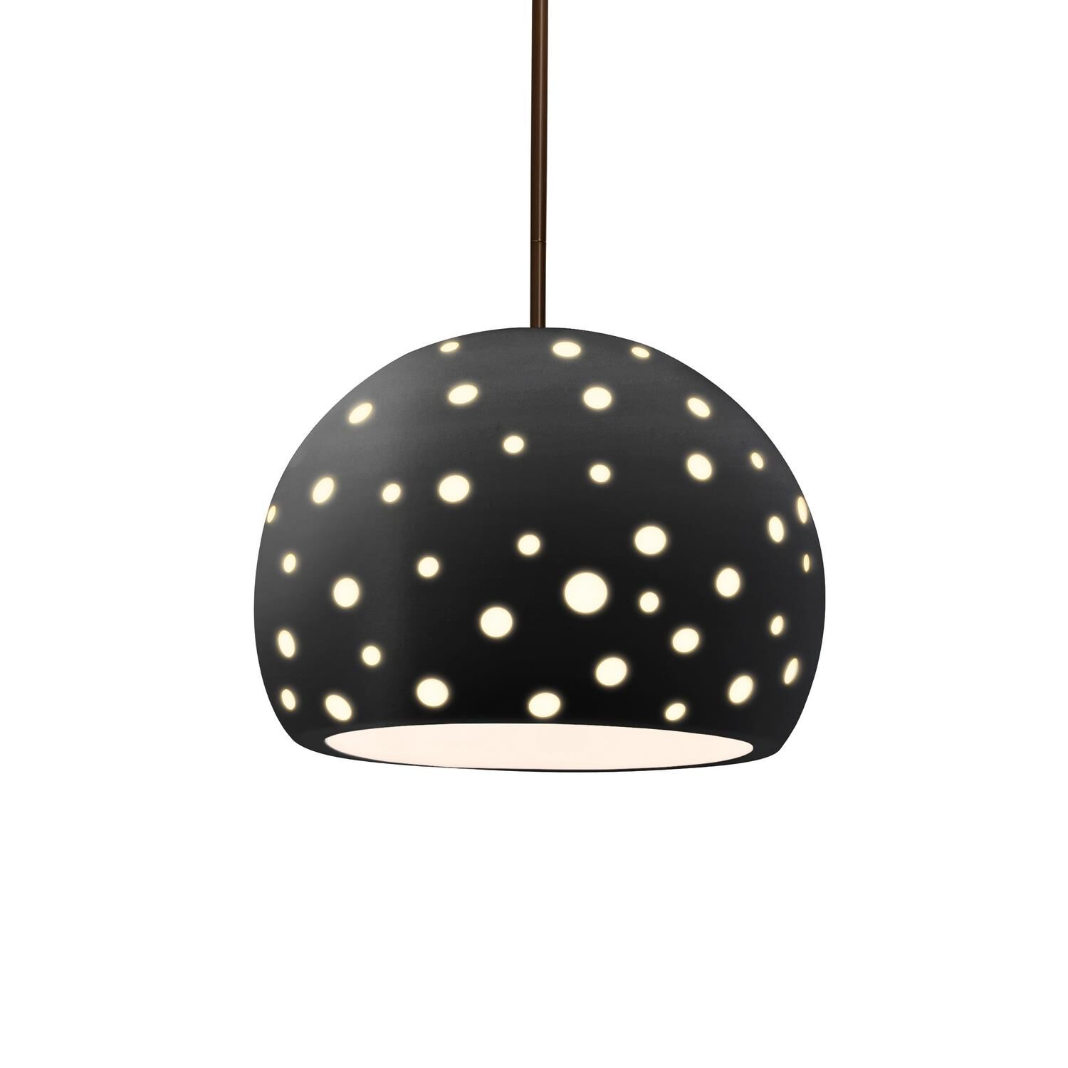 Justice Design Group Perforated Globe 12 Inch Large Pendant Perforated Globe - CER-6585-CRB-DBRZ-RIGID - Modern Contemporary