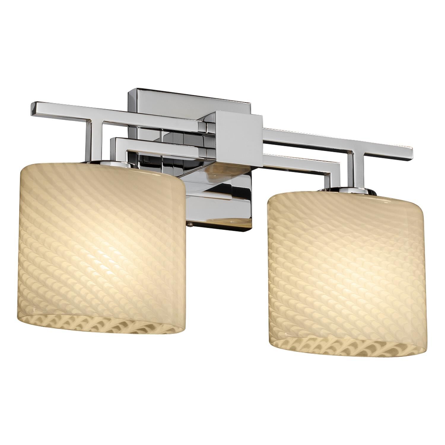 Justice Design Group Fusion 16 Inch 2 Light Bath Vanity Light Fusion - FSN-8702-30-RBON-MBLK - Modern Contemporary