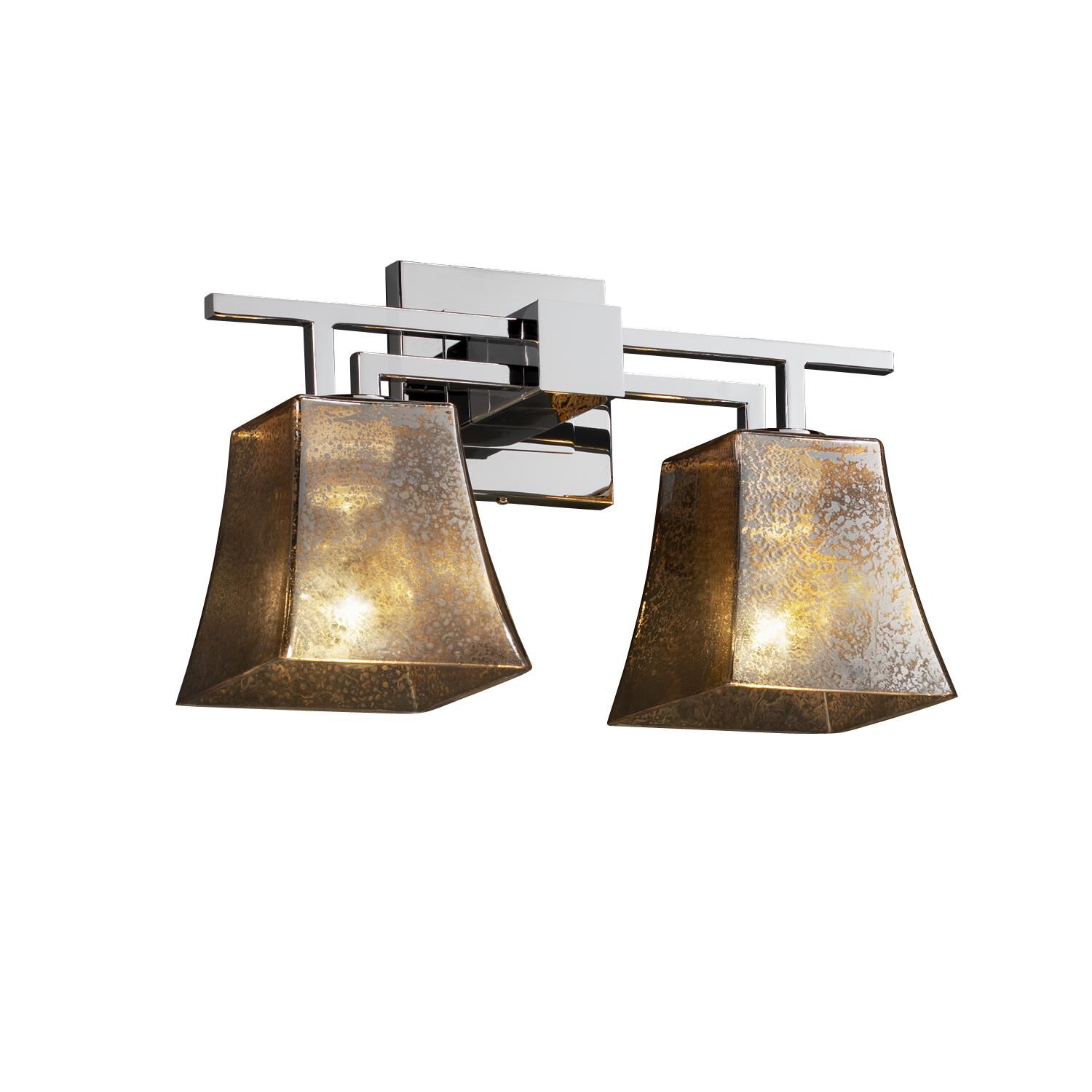 Justice Design Group Fusion 16 Inch 2 Light Bath Vanity Light Fusion - FSN-8702-40-MROR-NCKL - Modern Contemporary