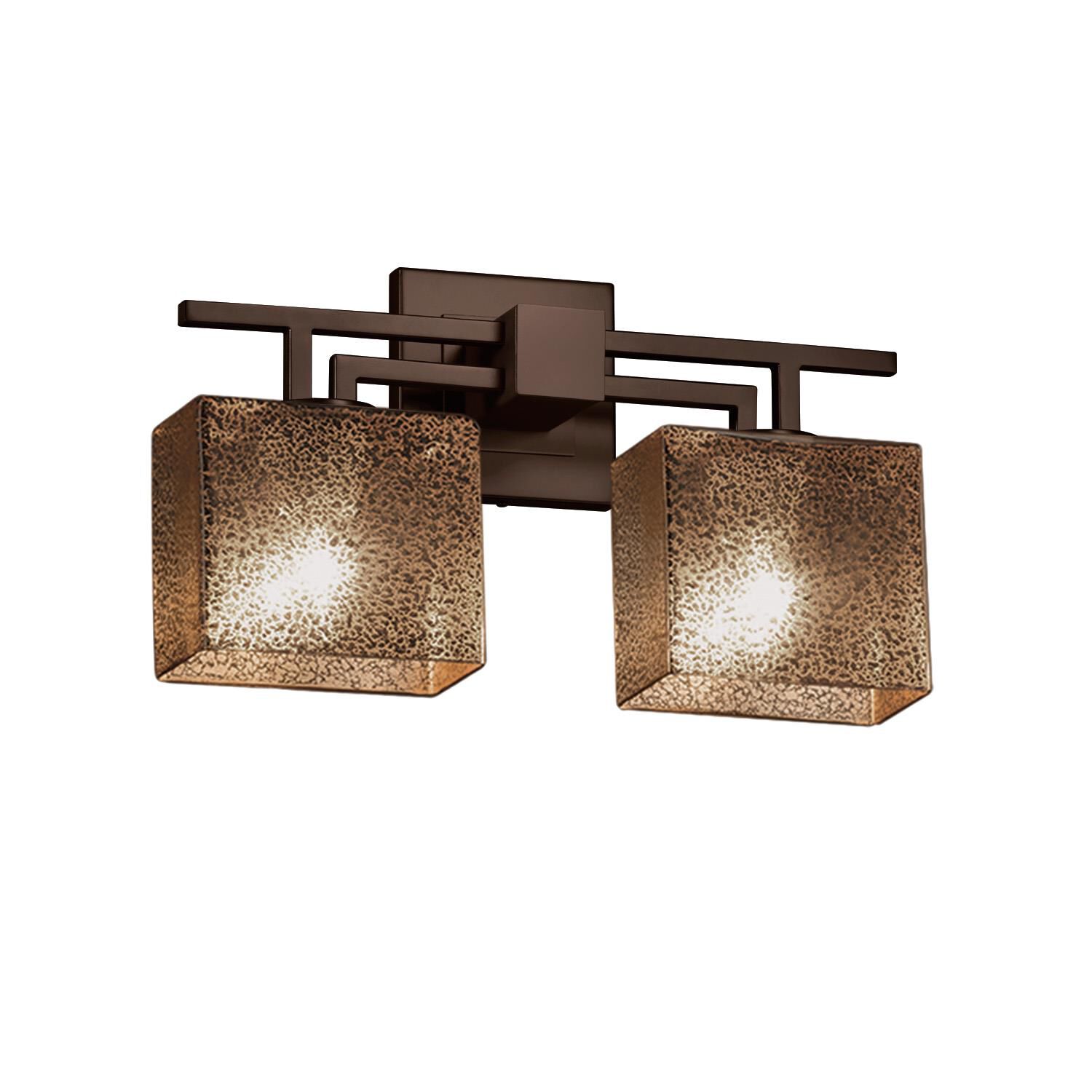 Justice Design Group Fusion 16 Inch 2 Light Bath Vanity Light Fusion - FSN-8702-55-MROR-MBLK-LED2-1400 - Transitional