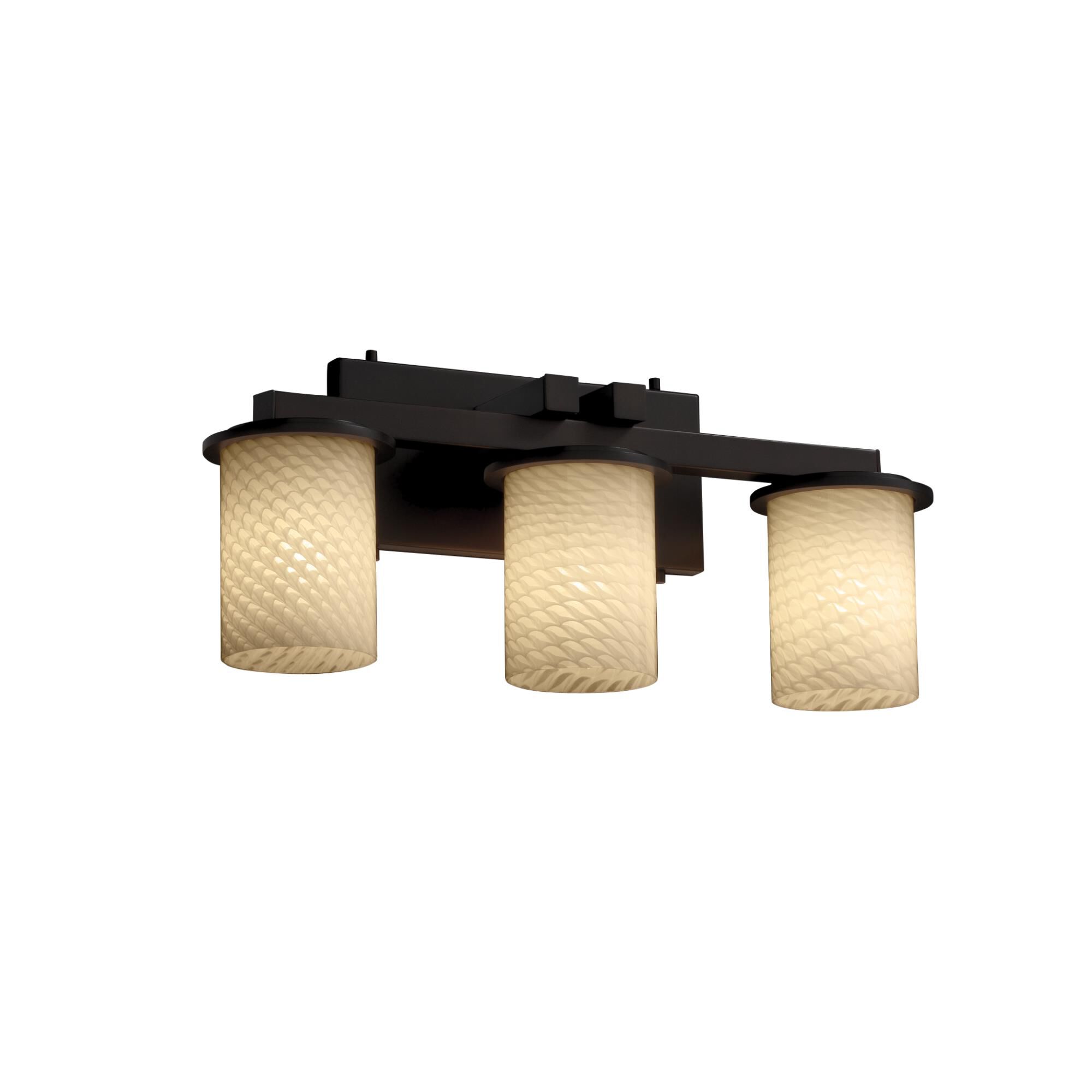 Justice Design Group Fusion 21 Inch 3 Light Bath Vanity Light Fusion - FSN-8773-10-MROR-MBLK - Modern Contemporary