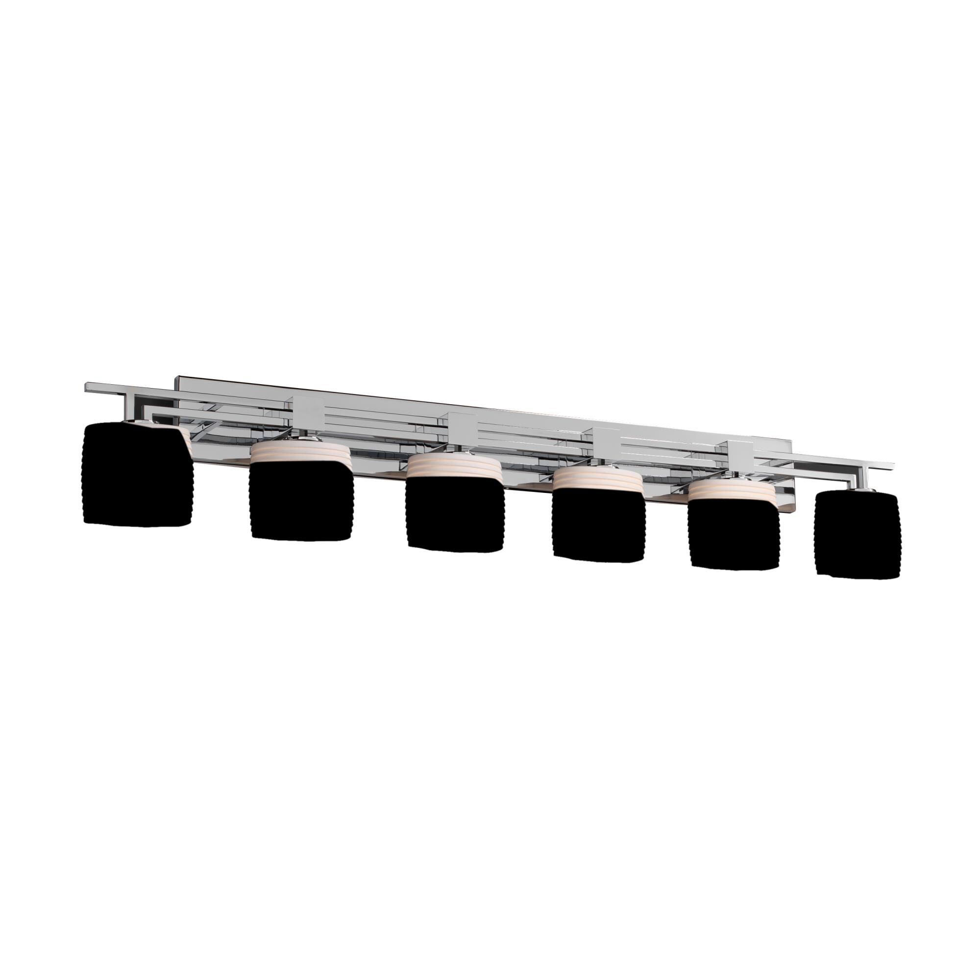 Justice Design Group Limoges 56 Inch 6 Light Bath Vanity Light Limoges - POR-8706-30-WAVE-NCKL - Modern Contemporary