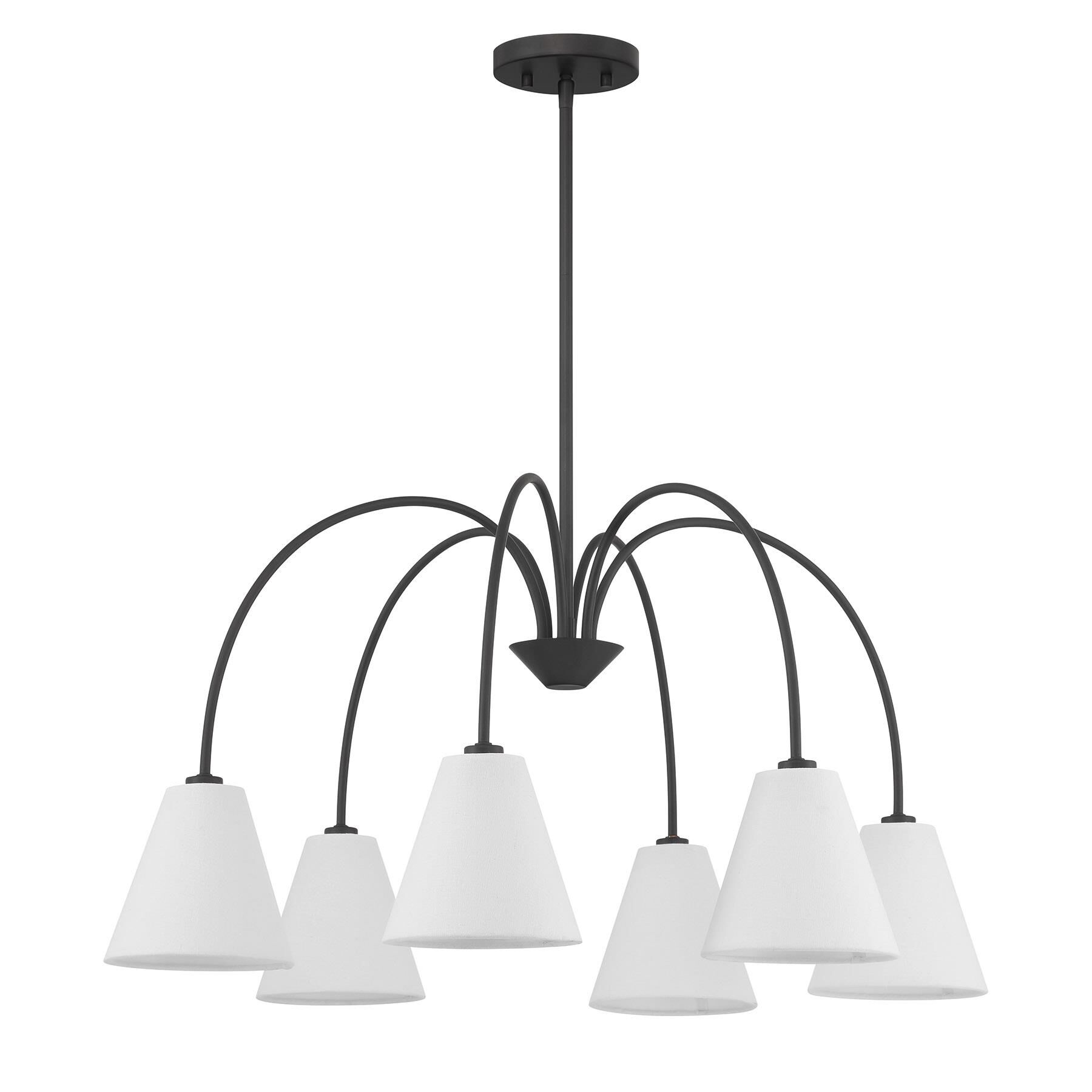 Meridian M100138MBK Modern 6 Light 30 inch Matte Black Chandelier Ceiling Light