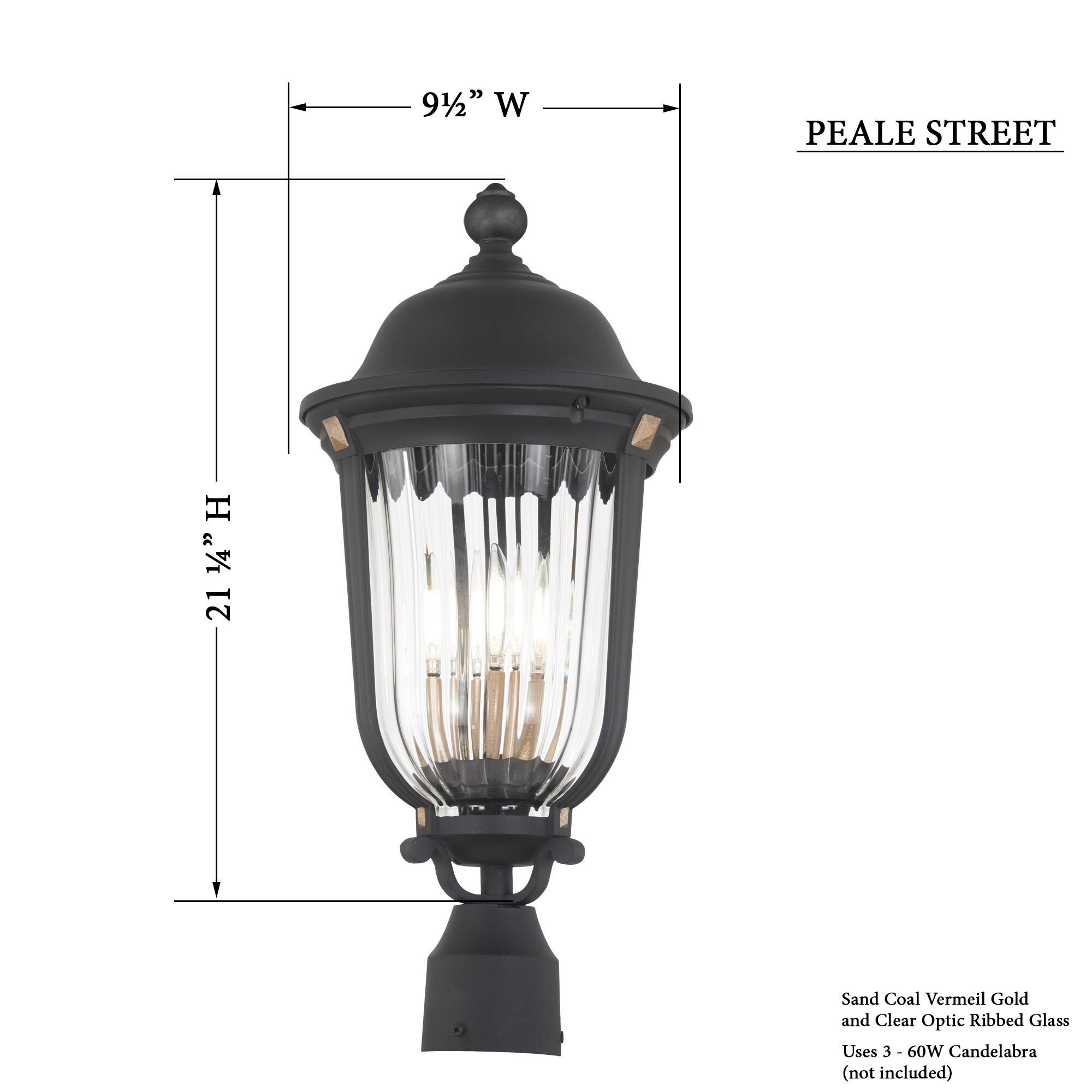 Photos - Floodlight / Street Light Minka Lavery Peale Street 21 Inch Tall 3 Light Outdoor Post Lamp Peale Str