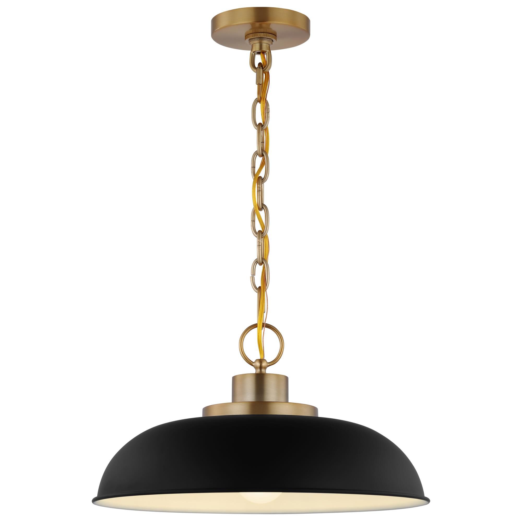 Nuvo Lighting Colony 1 Light Small Pendant Matte Black with Burnished Brass