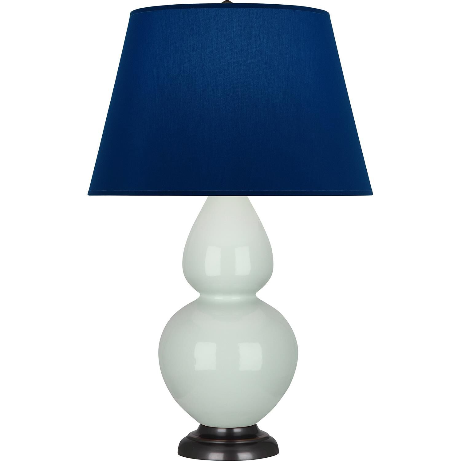 Robert Abbey 1790N Double Gourd 31 inch 150 watt Celadon Glazed Ceramic with Deep Patina Bronze Accents Table Lamp Portable Light in Navy with Gray