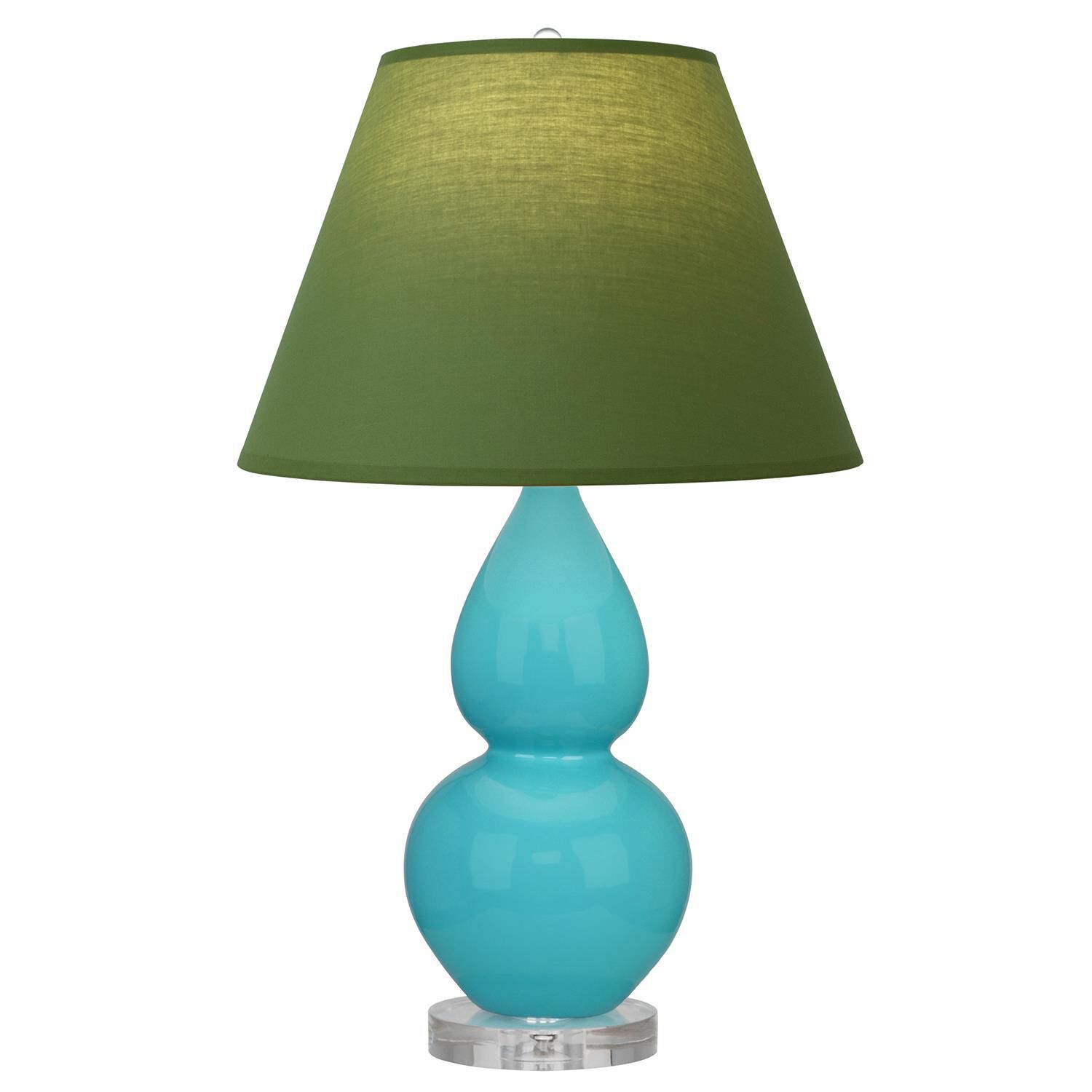 Robert Abbey A761G Small Double Gourd 22 inch 150 watt Egg Blue Glazed Ceramic with Lucite Base Accent Lamp Portable Light in Tea Green with Taupe