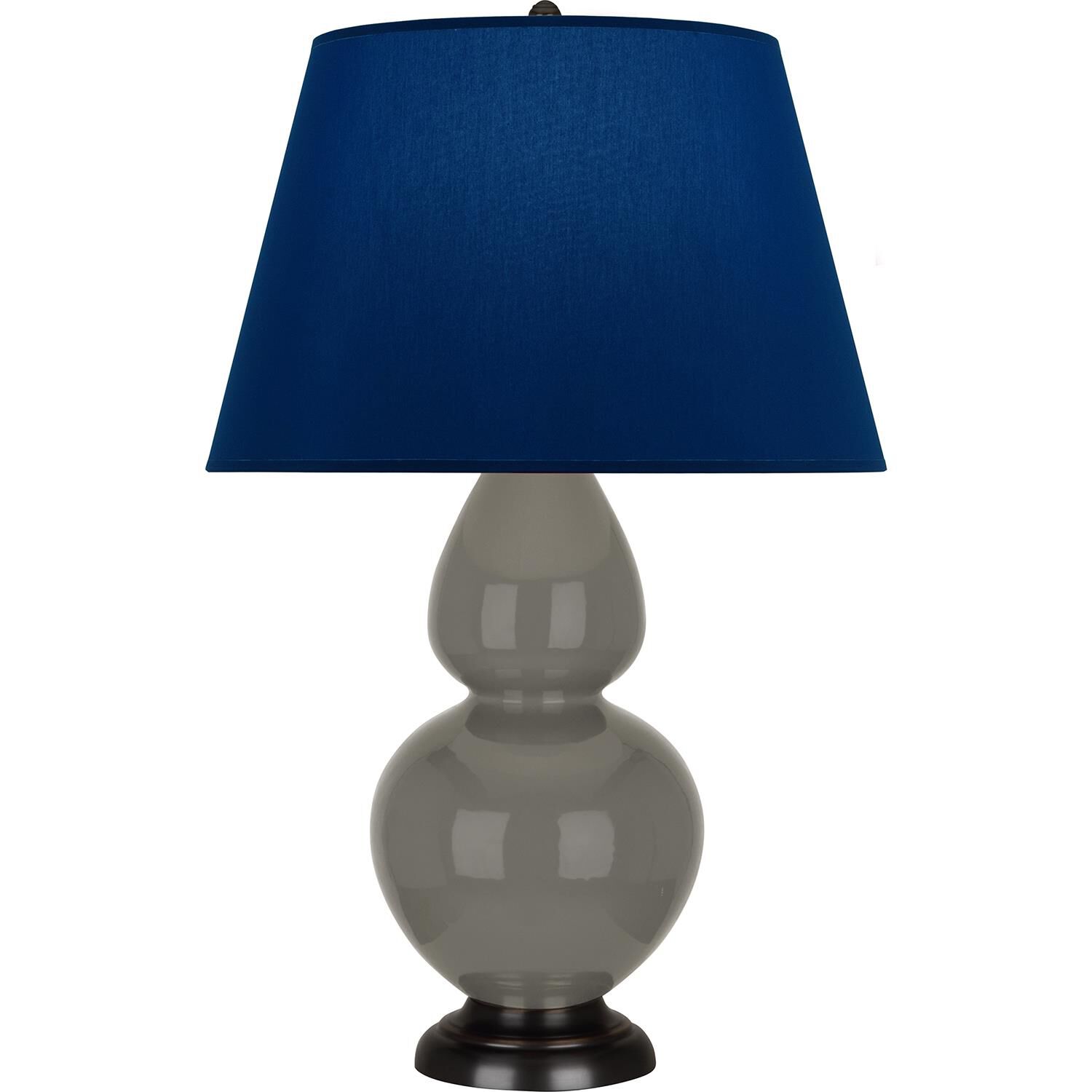 Robert Abbey CR21N Double Gourd 31 inch 150 watt Ash Glazed Ceramic with Deep Patina Bronze Table Lamp Portable Light in Navy with Gray