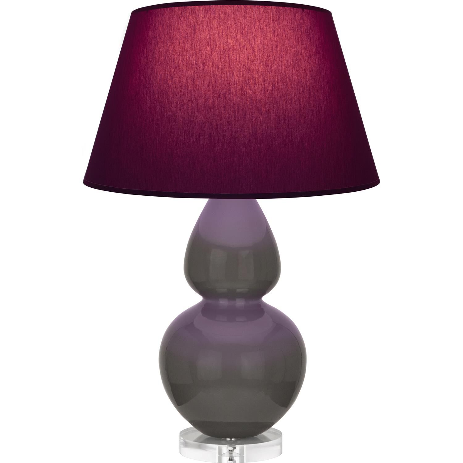 Robert Abbey CR23P Double Gourd 30 inch 150 watt Ash Glazed Ceramic with Lucite Base Table Lamp Portable Light in Plum with Lavender