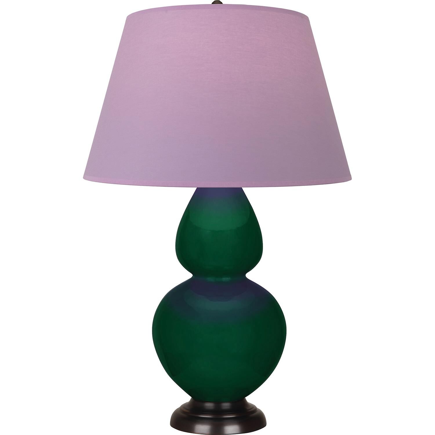 Robert Abbey JU21L Double Gourd 31 inch 150 watt Jungle Glazed Ceramic with Deep Patina Bronze Table Lamp Portable Light in Lavender with Plum