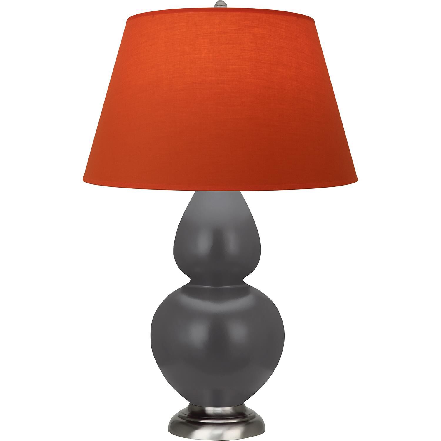 Robert Abbey MCR59T Double Gourd 31 inch 150 watt Matte Ash Glazed Ceramic with Antique Silver Table Lamp Portable Light in Tangerine with Taupe