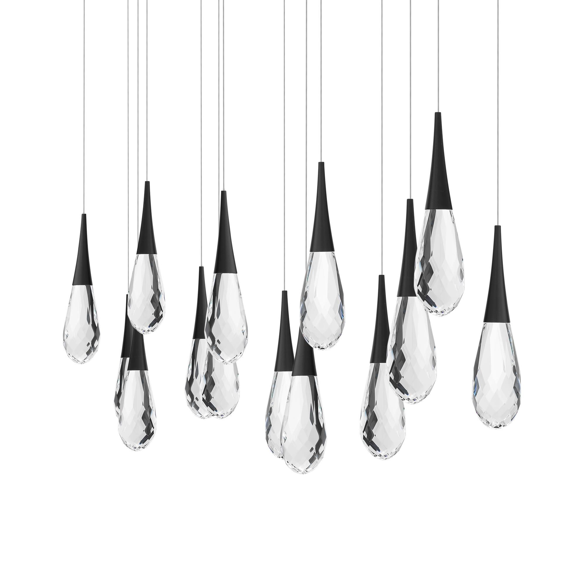 Schonbek Beyond Hibiscus 40 Inch 14 Light Linear Chandelier Hibiscus - BPD21214L-BK - Modern Contemporary