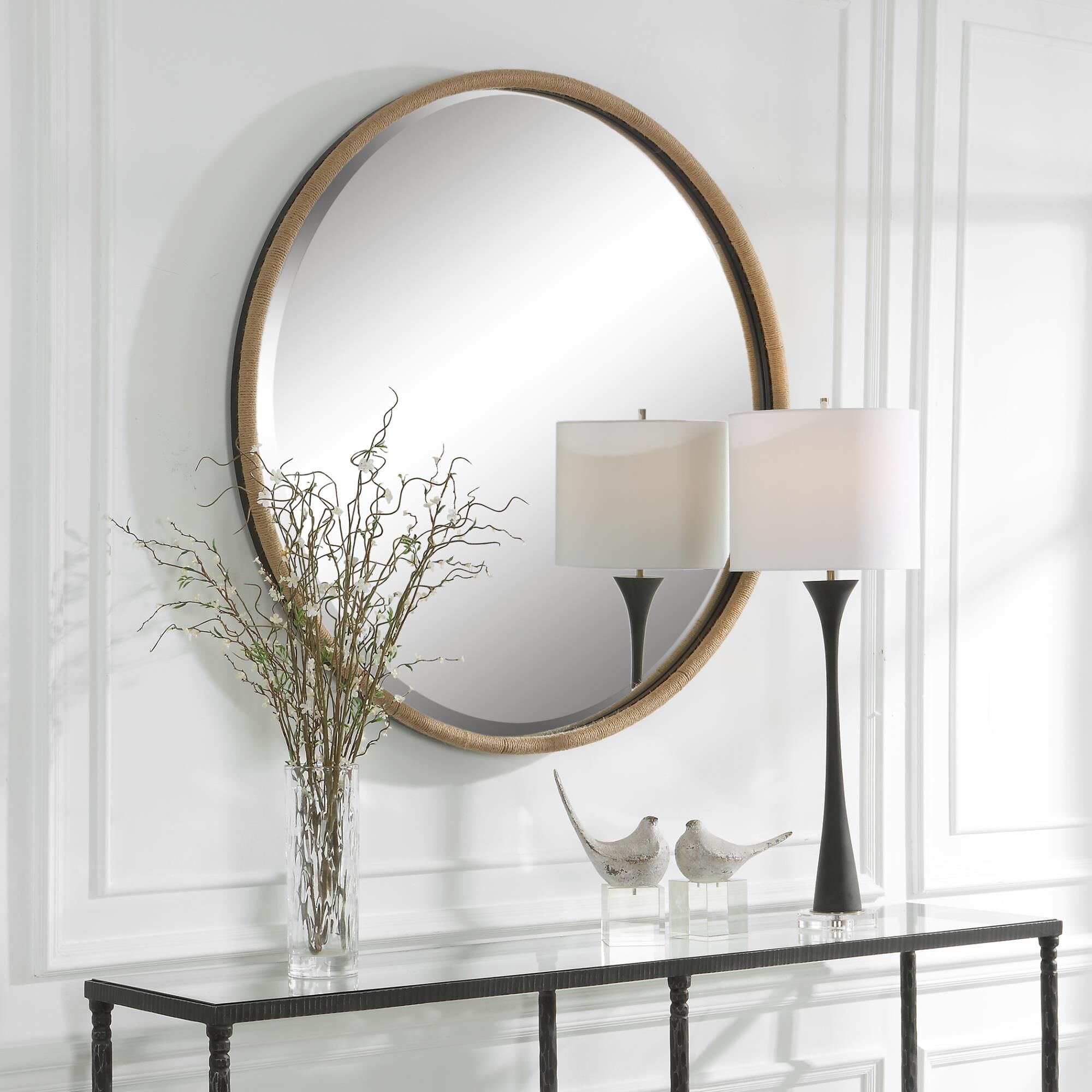 Uttermost Uttermost Ranchero Natural Rope Round Mirror Decorative Mirrors Ranchero - 09887 - Modern Contemporary