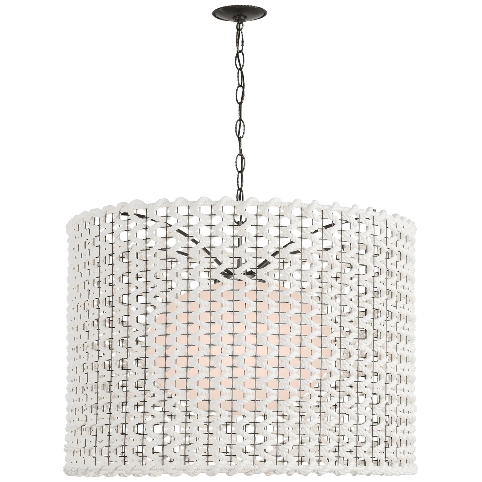 Visual Comfort Signature Collection FW5036AB/WG-CR Fisher Weisman Catania LED 40 inch Antique-Burnished Brass Hanging Shade Ceiling Light