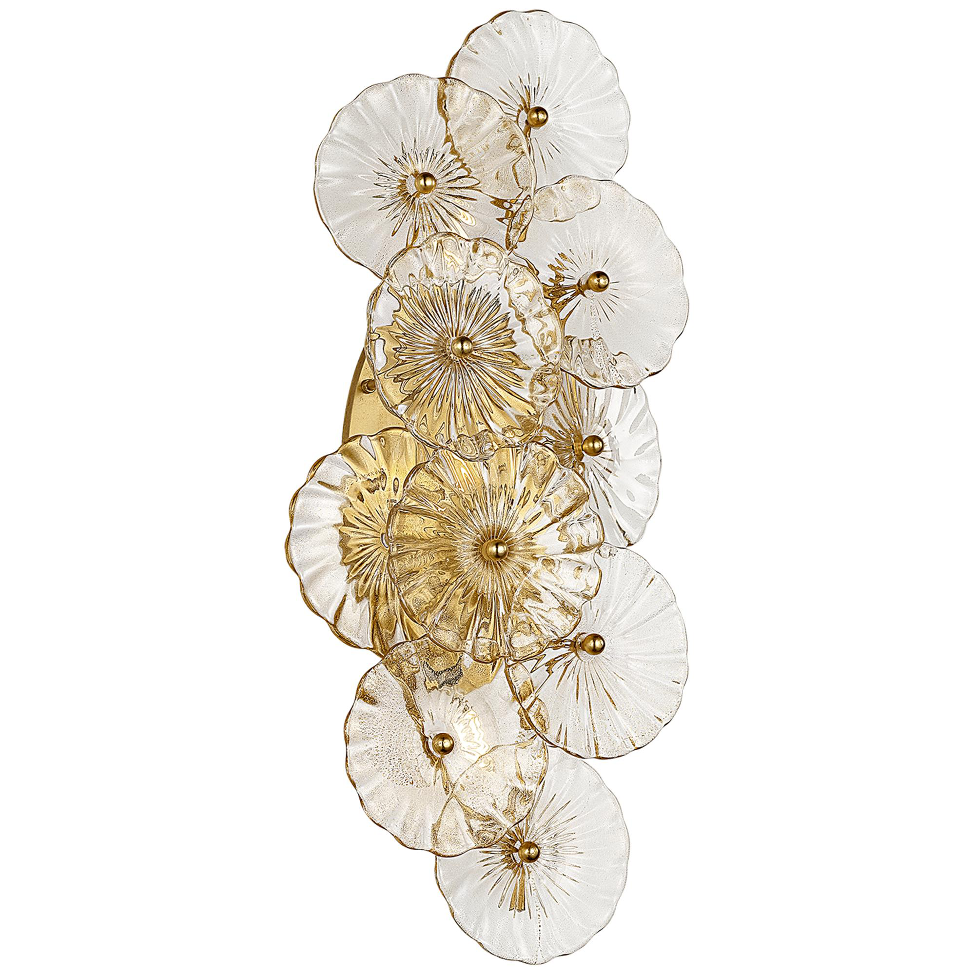 Visual Comfort Signature Collection JN2035G-GF Julie Neill Gianna LED 9.5 inch Gild Layered Sconce Wall Light in Gold Fleck Glass
