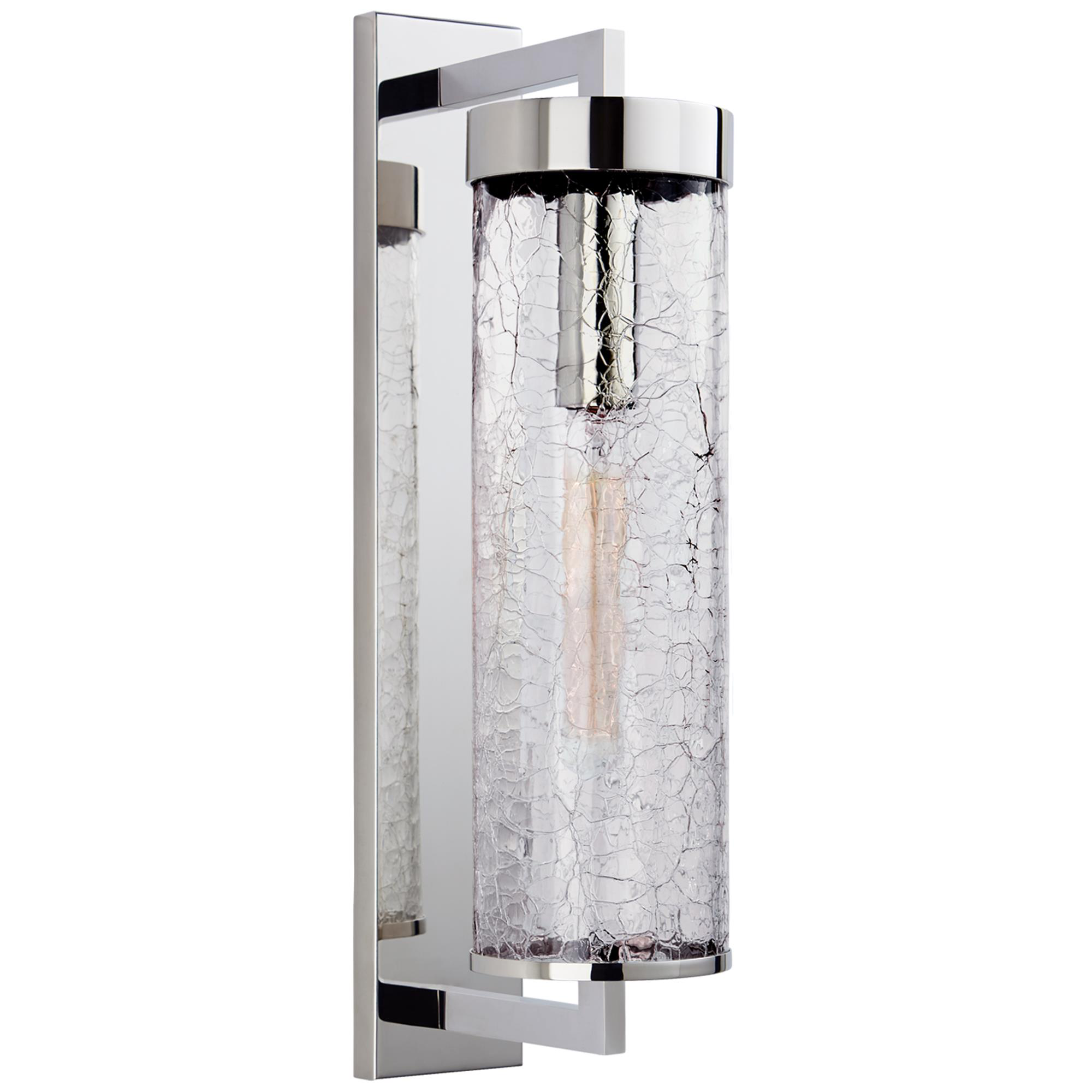 Visual Comfort Signature Collection KW2123PN-CRG Kelly Wearstler Liaison 1 Light 20 inch Polished Nickel Outdoor Bracketed Wall Sconce in Crackle Glas