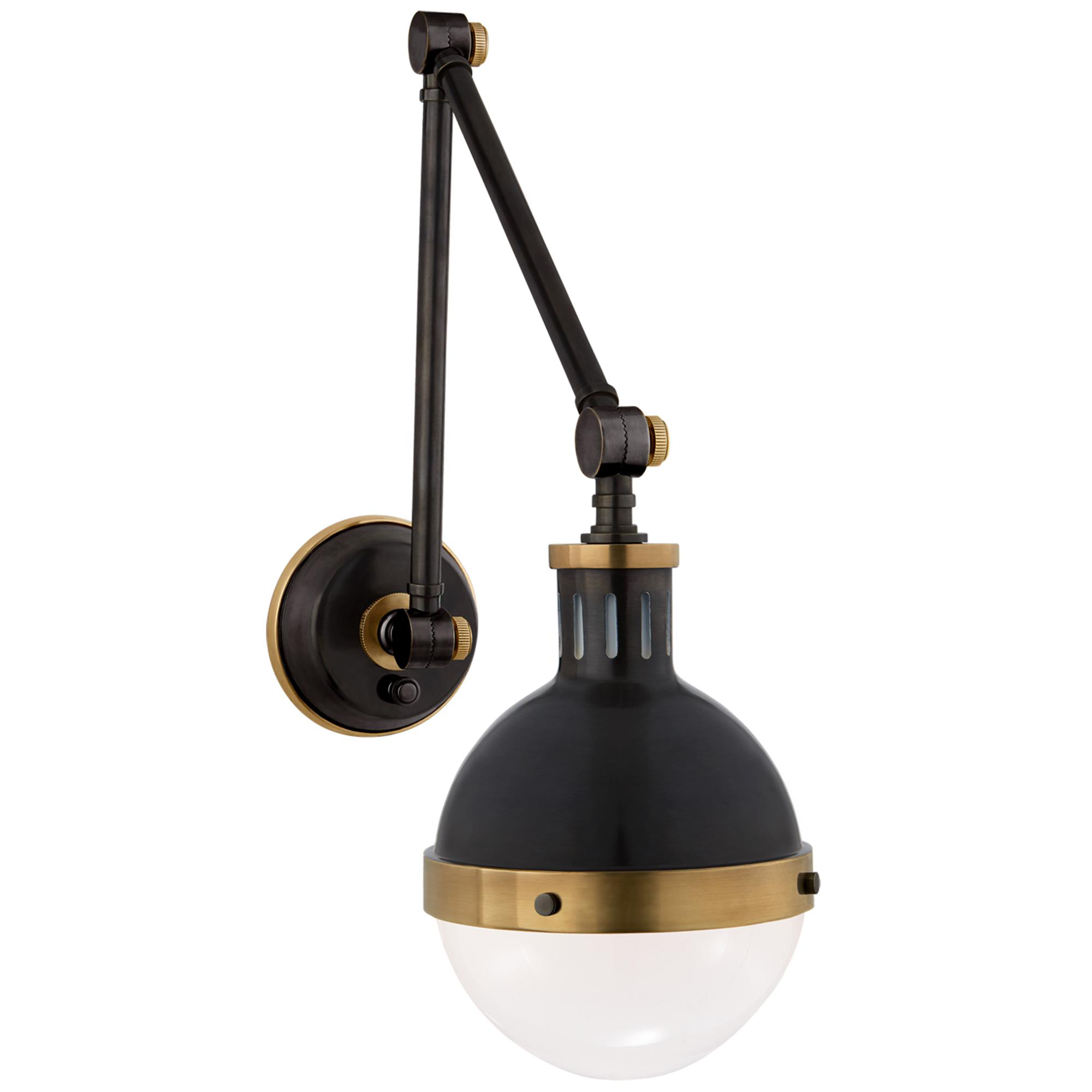 Visual Comfort Signature Collection TOB2090BZ/HAB-WG Thomas O'Brien Hicks 16.75 inch 60 watt Bronze with Antique Brass Swing Arm Wall Light in Bronze