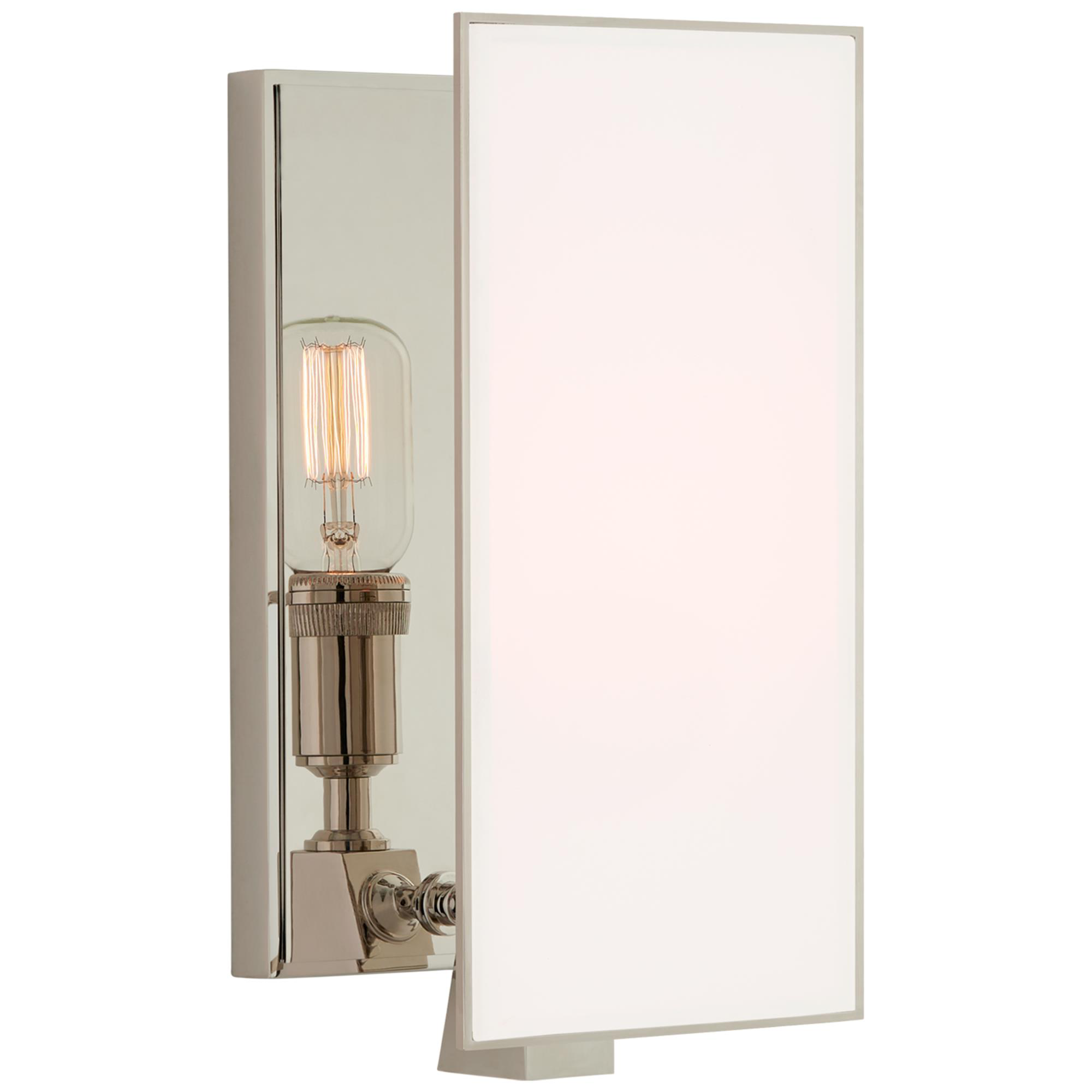Visual Comfort Signature Collection TOB2341PN-WG Thomas O'Brien Albertine 1 Light 5.5 inch Polished Nickel Sconce Wall Light in White Glass, Small